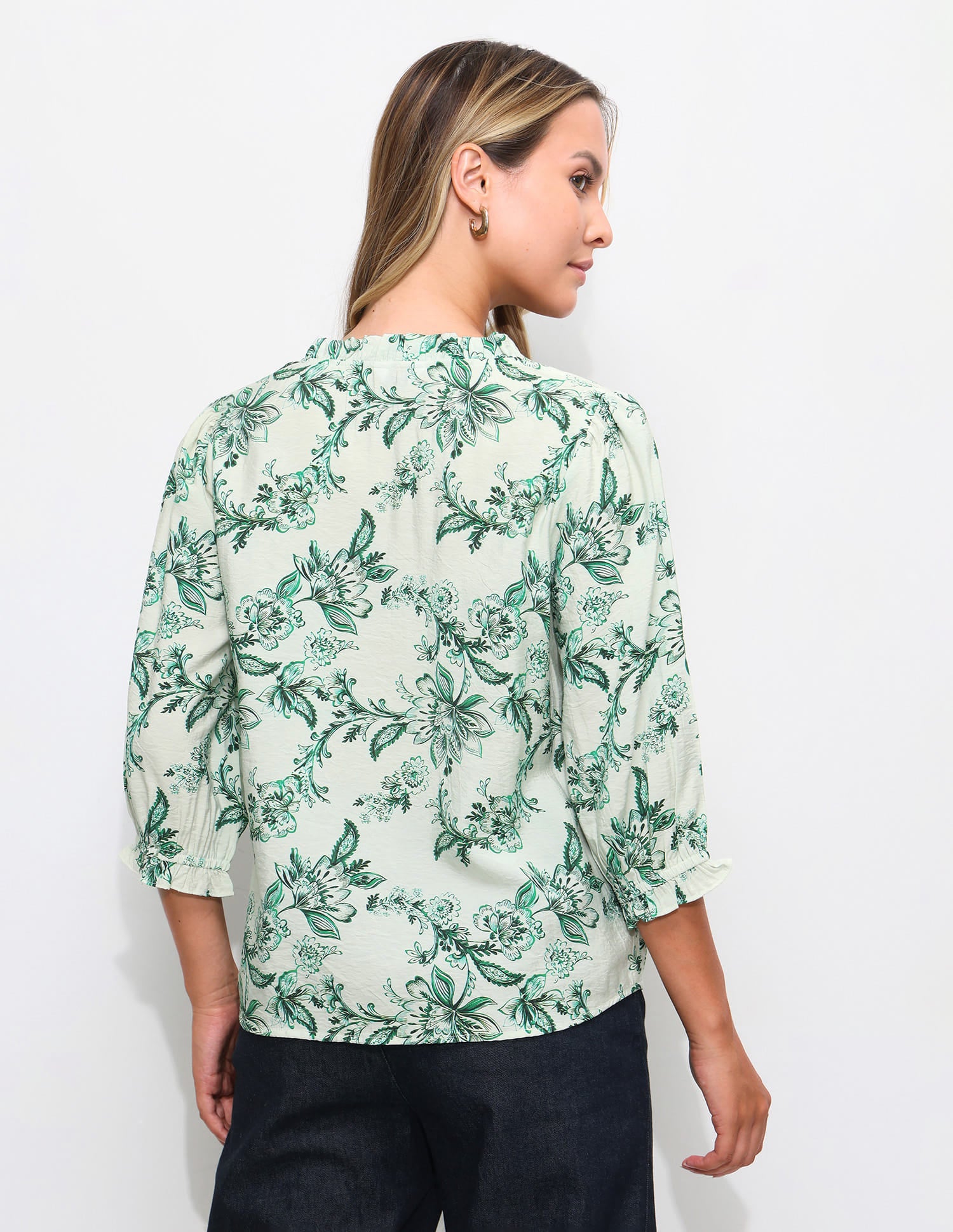 Floral Printed Ruffle Top White - U.S. Polo Assn. India | Large