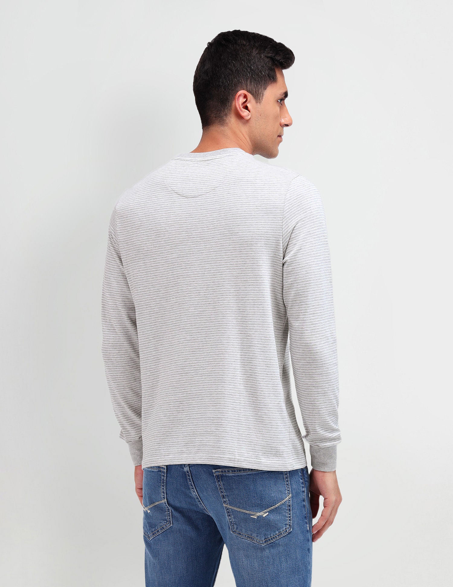 Muscle Fit Horizontal Striped T-Shirt Grey Melange - U.S. POLO ASSN. | Large