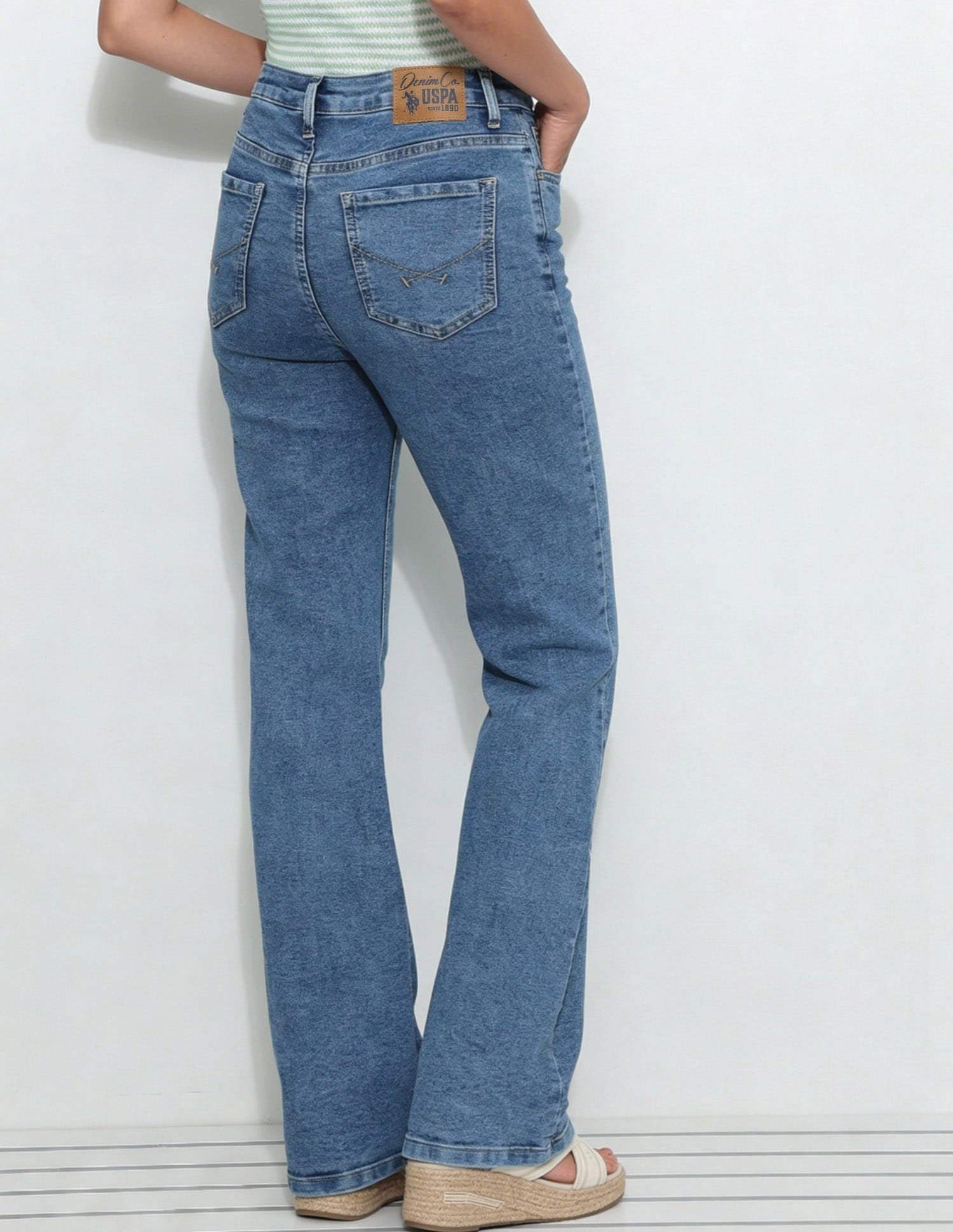 High Rise Flared Fit Jeans Blue - U.S. Polo Assn. India | Large
