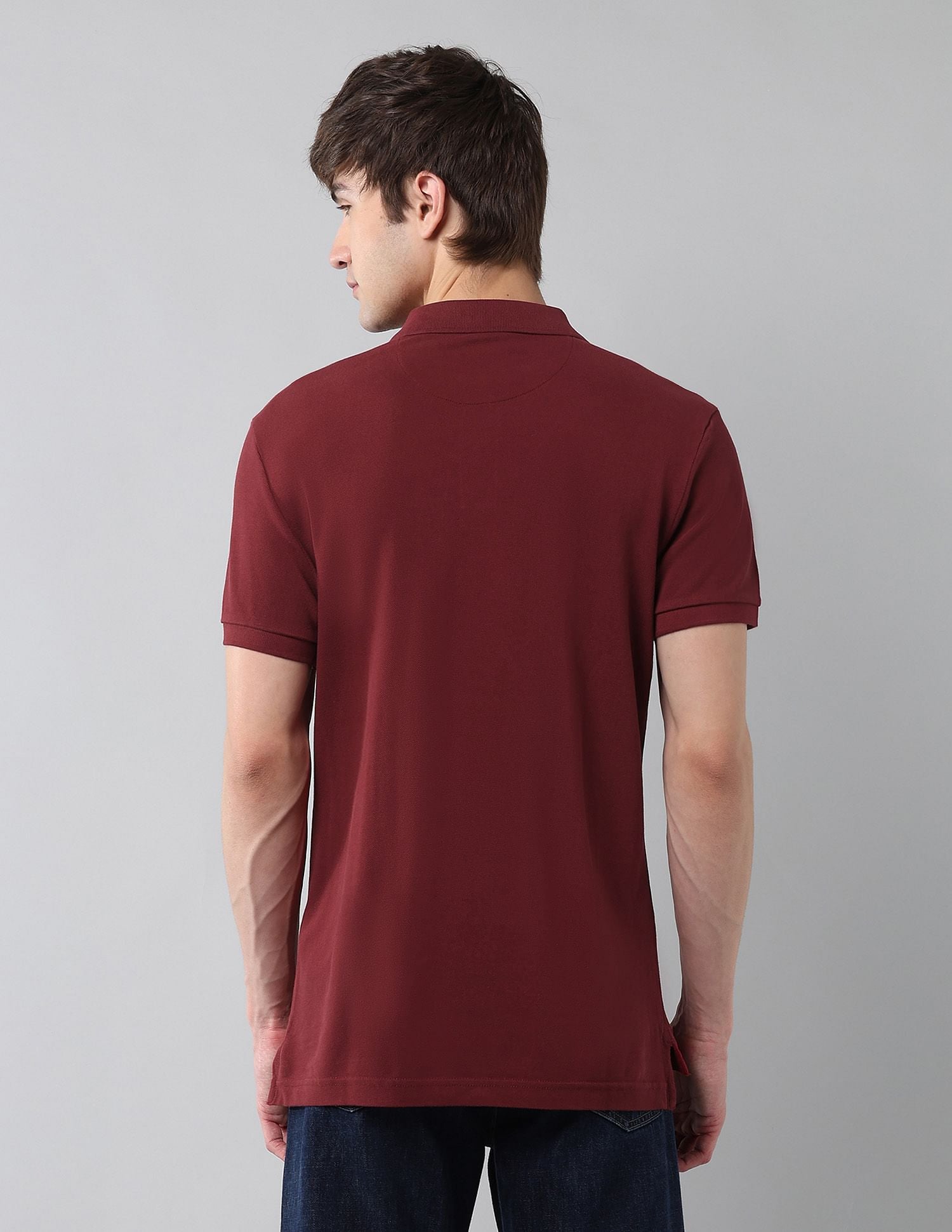 Pure Cotton Muscle Fit Polo Shirt Wine - U.S. Polo Assn. India | Large