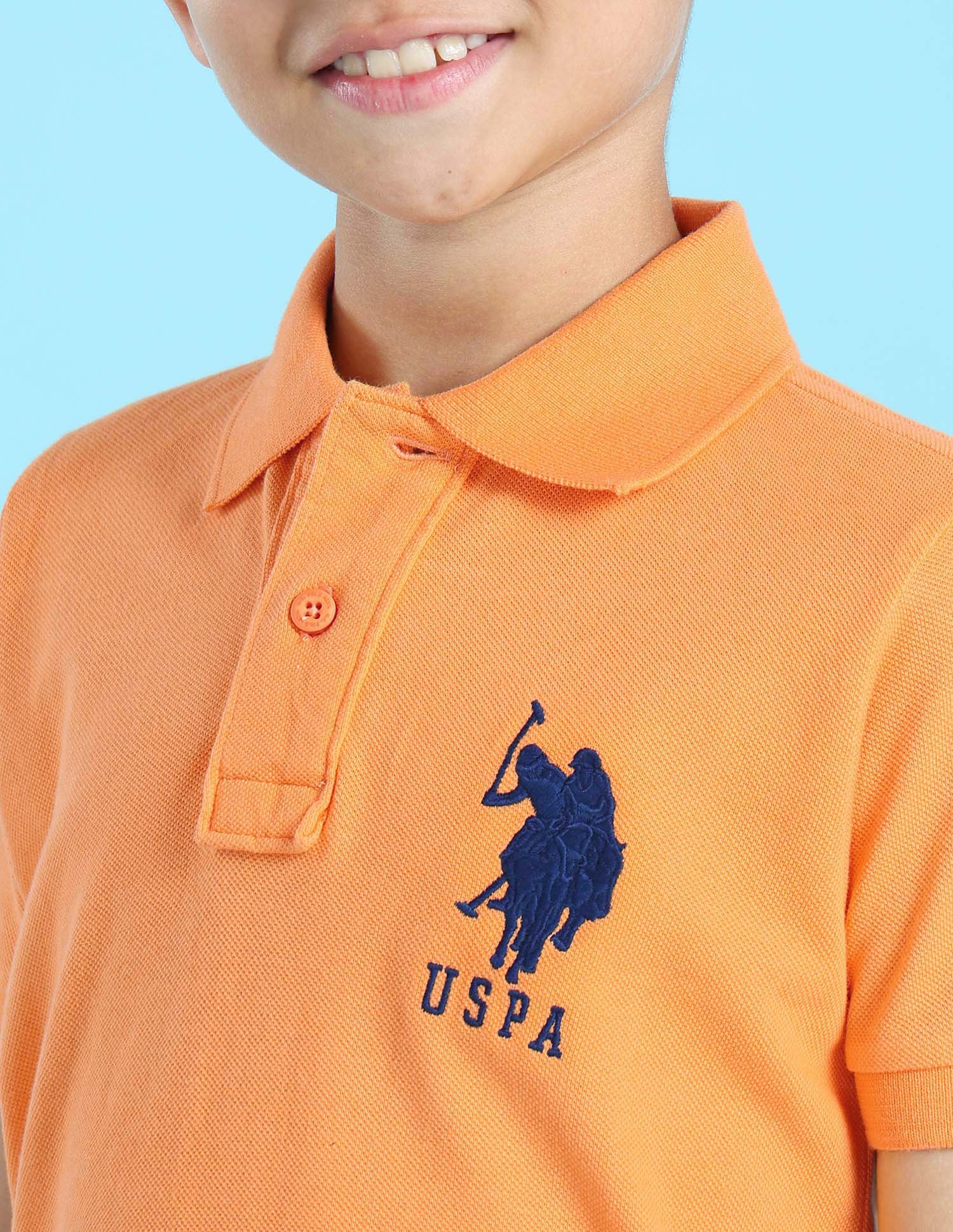 Numeric Applique Pique Polo Shirt Orange - U.S. POLO ASSN. | Large