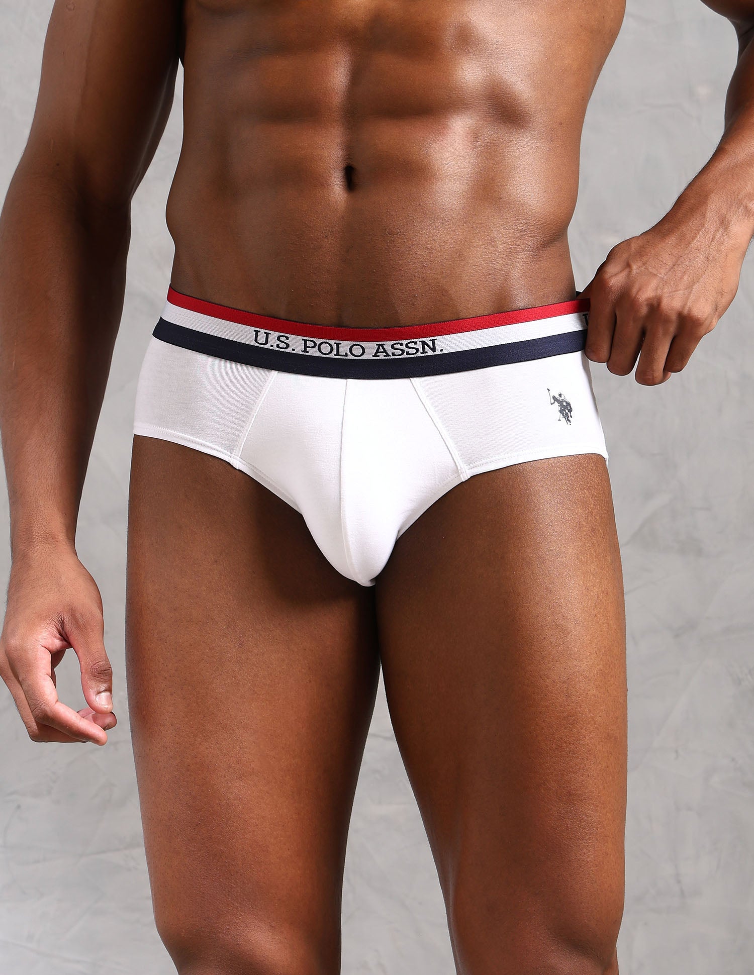 Striped Waistband EB002 Briefs - Pack Of 2 White and Navy - U.S. POLO ASSN. | Large