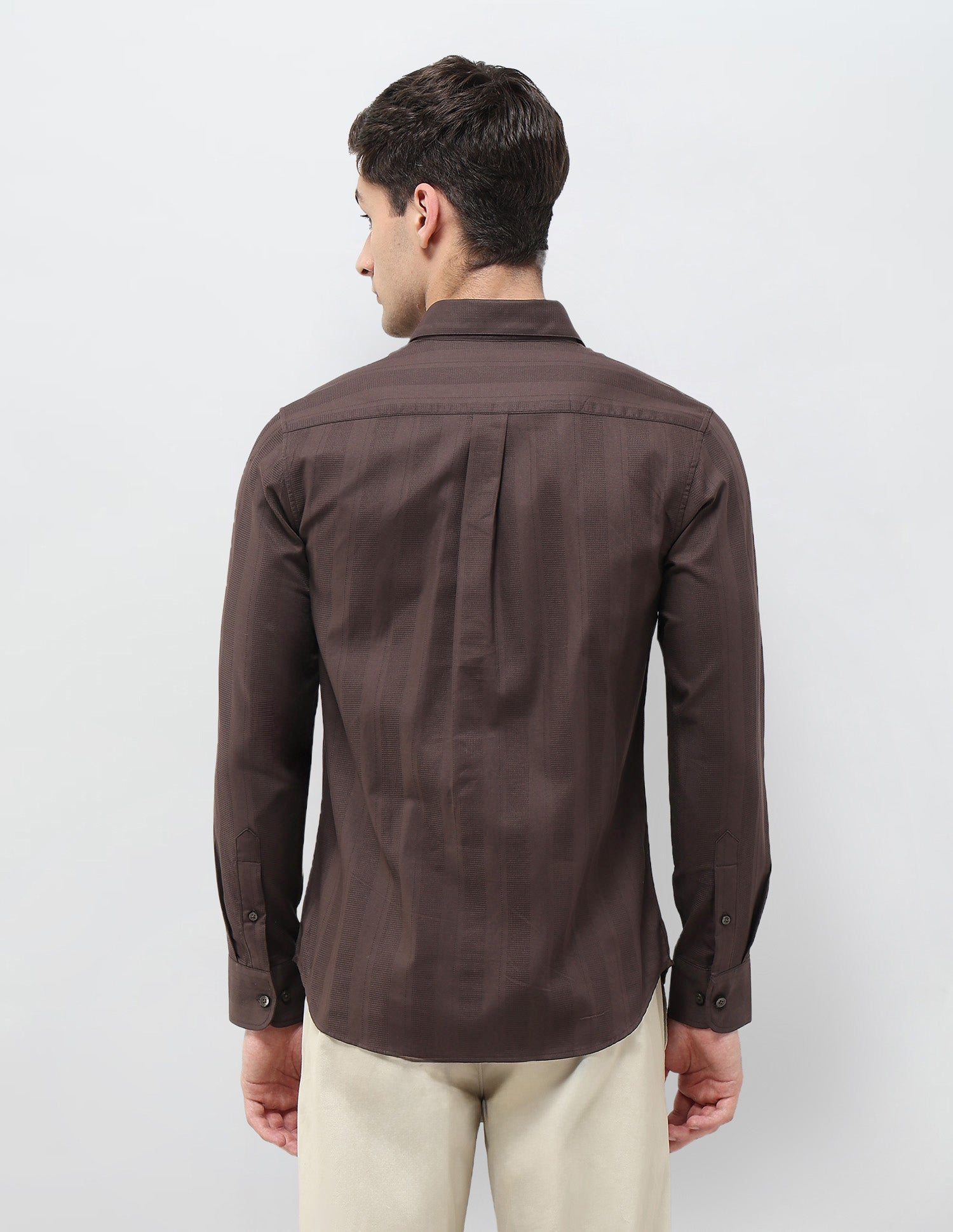 Textured Vertical Striped Dobby Shirt Brown - U.S. POLO ASSN. | Large