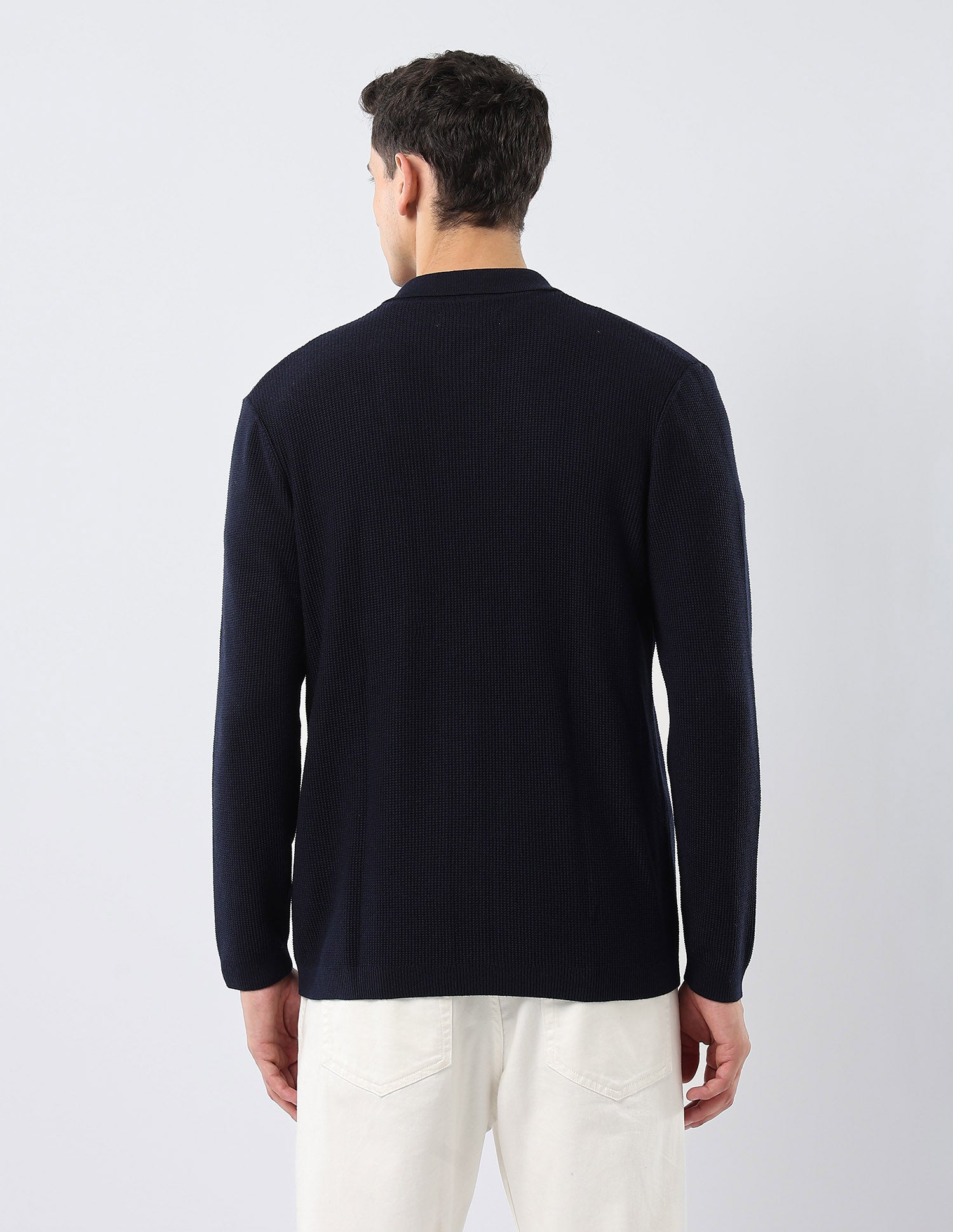 Patterned Knit Polo Neck Sweater Navy - U.S. POLO ASSN. | Large