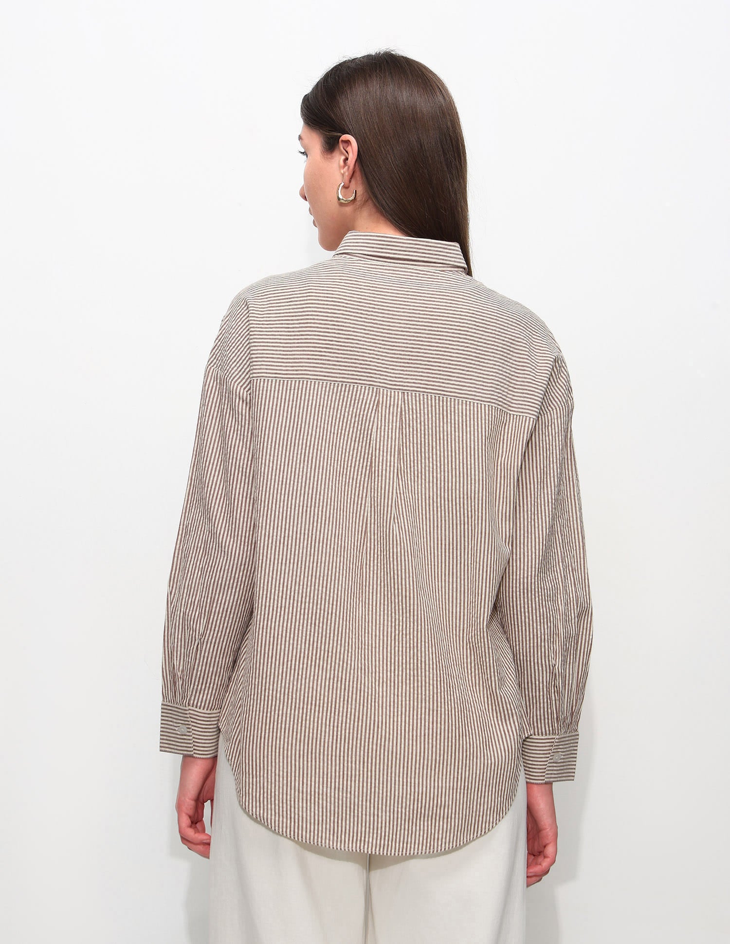 Oversized Fit Striped Shirt Brown - U.S. Polo Assn. India | Large