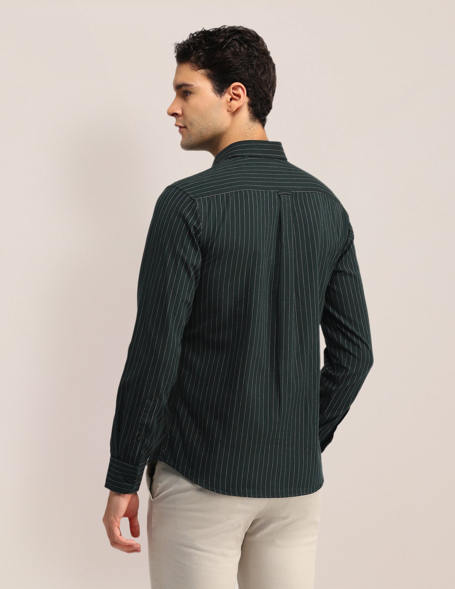 Vertical Striped Tailored Fit Shirt Dark Green - U.S. POLO ASSN. | Large