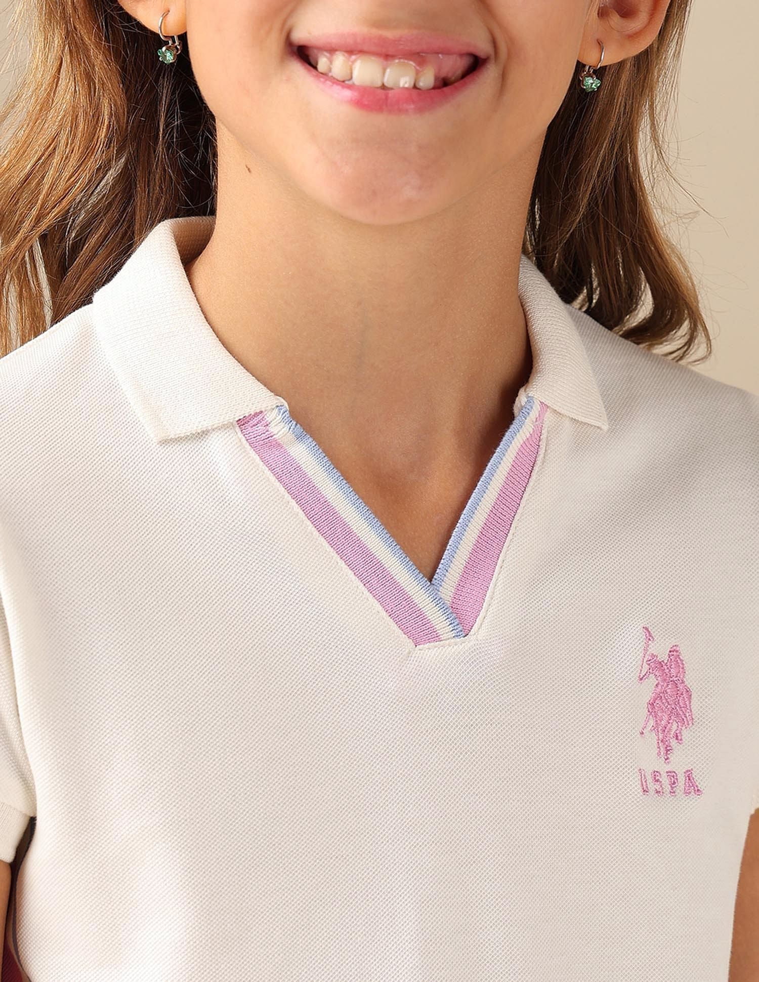 Girls Solid Pleated Tennis Dress Off White - U.S. POLO ASSN. | Large