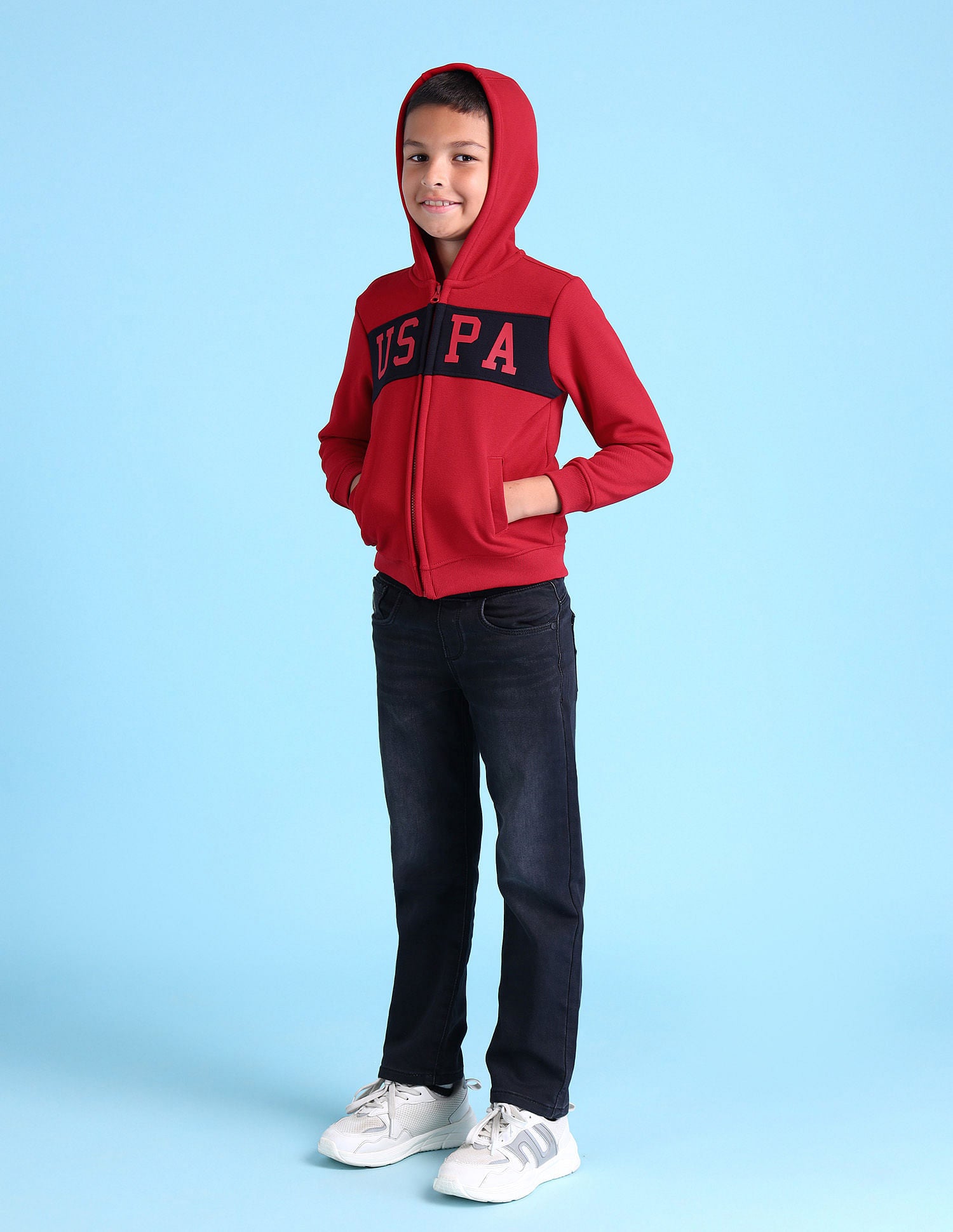 Boys Brand Printed Hooded Sweatshirt Dark Orange - U.S. POLO ASSN. | Large