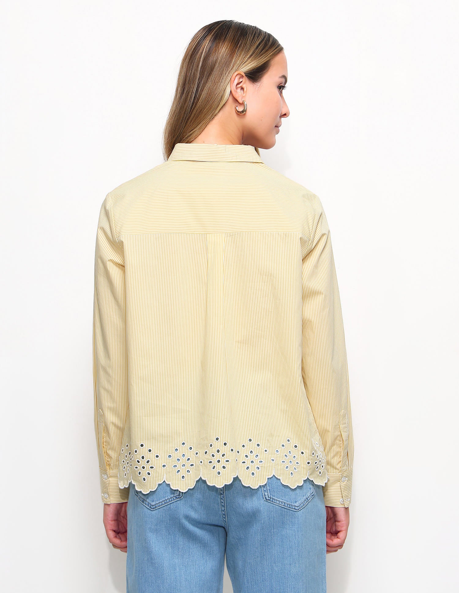 Striped Shirt With Schiffli Border Yellow - U.S. Polo Assn. India | Large