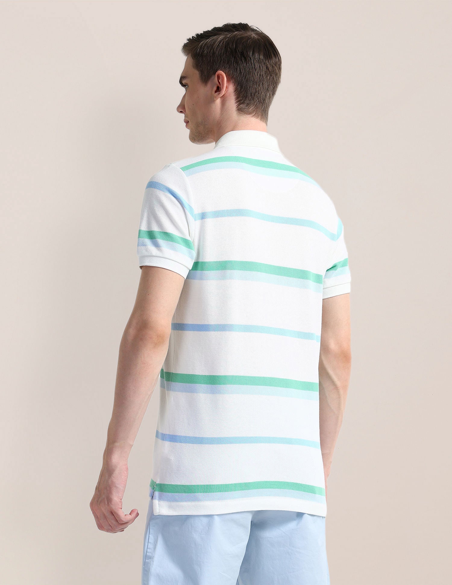 Horizontal Stripe Slim Fit Polo Shirt White - U.S. Polo Assn. India | Large