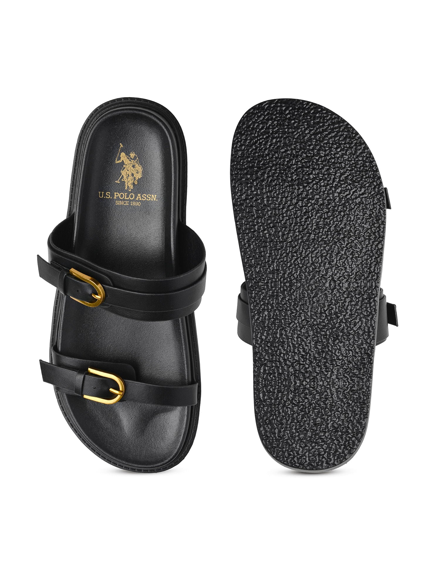 Textured Vincenza Slippers Black - U.S. POLO ASSN. | Large