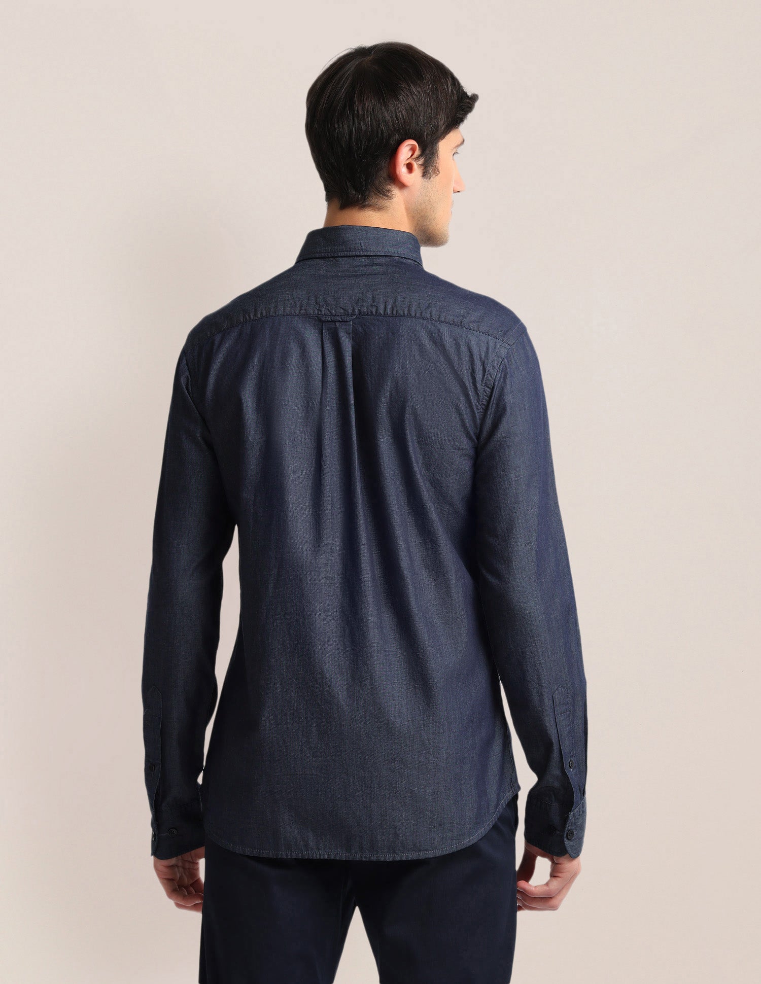 Tailored Fit Chambray Shirt Indigo - U.S. Polo Assn. India | Large