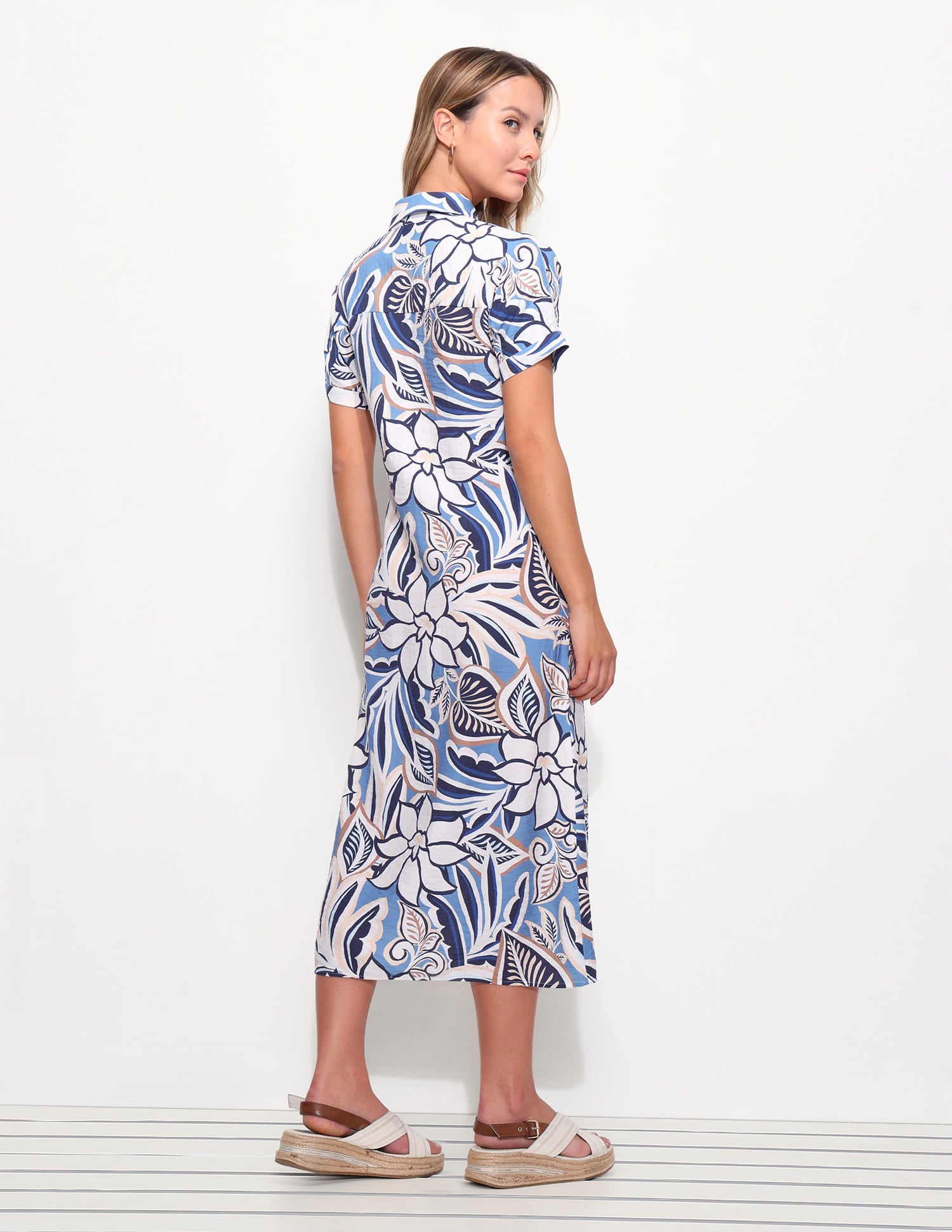 Floral Shirt Dress With Knot Detail Multi-colour - U.S. Polo Assn. India | Large