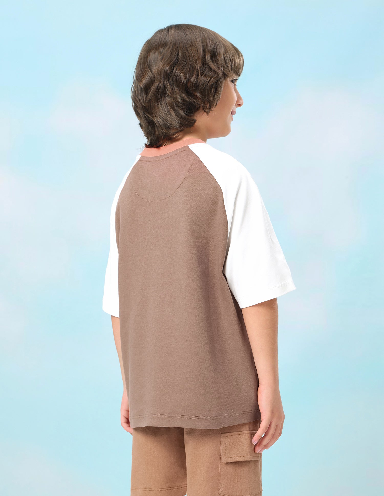 Colour Blocked Oversized Fit T-Shirt Light Brown - U.S. Polo Assn. India | Large