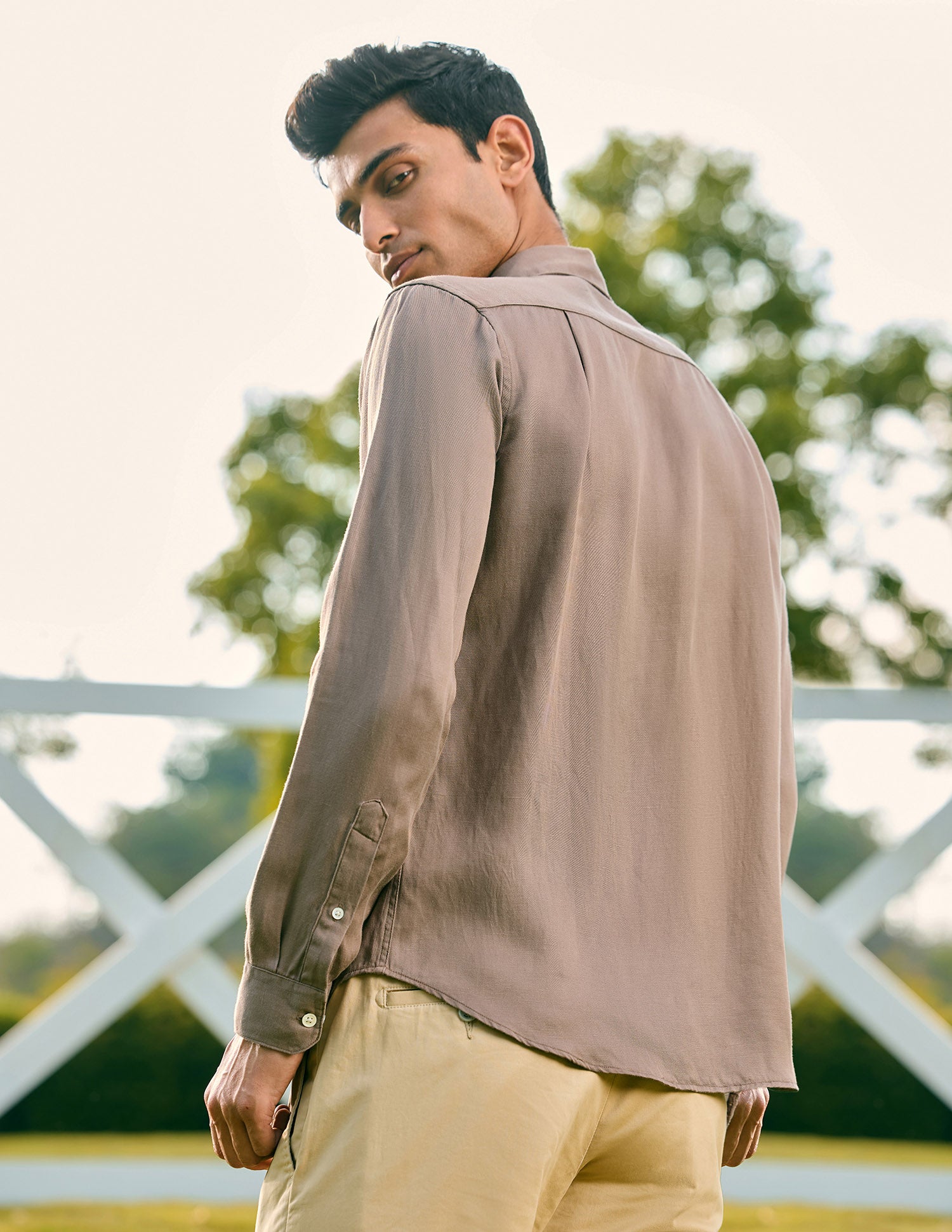 Pacho X Tailored Fit Twill Shirt Brown - U.S. POLO ASSN. | Large