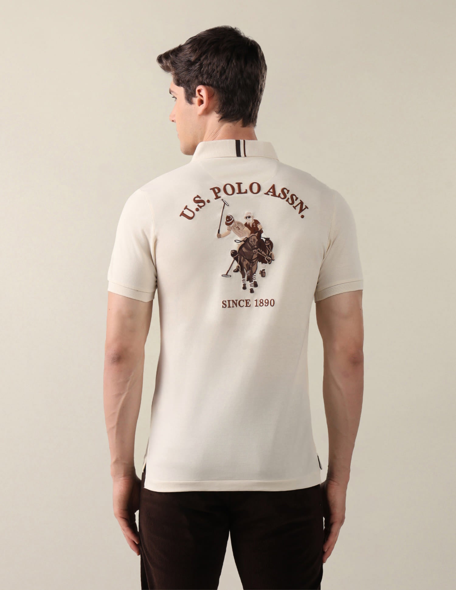 Brand Embroidered Slim Fit Polo Shirt White - U.S. Polo Assn. India | Large