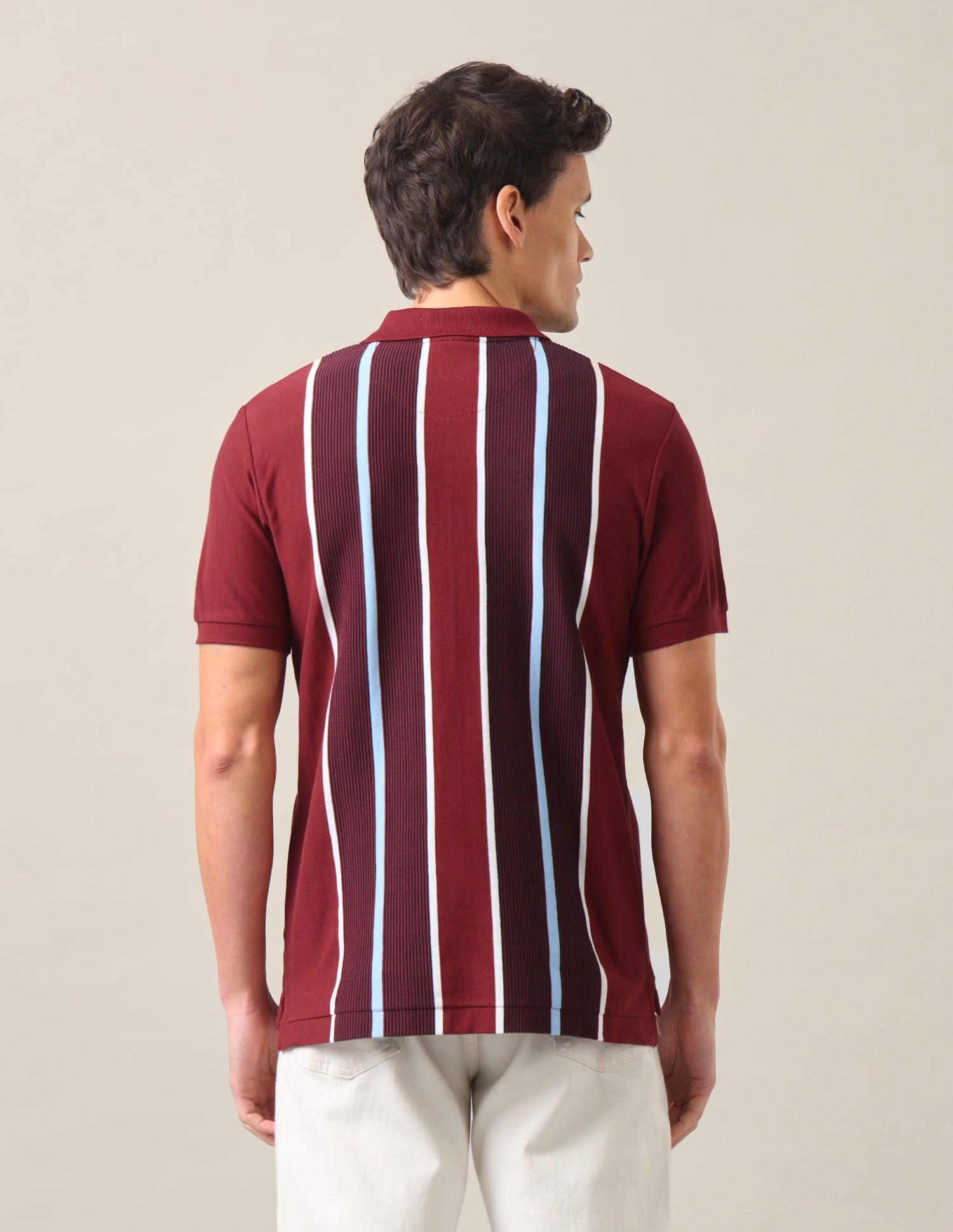 Vertical Striped Slim Fit Polo Shirt Rust - U.S. Polo Assn. India | Large