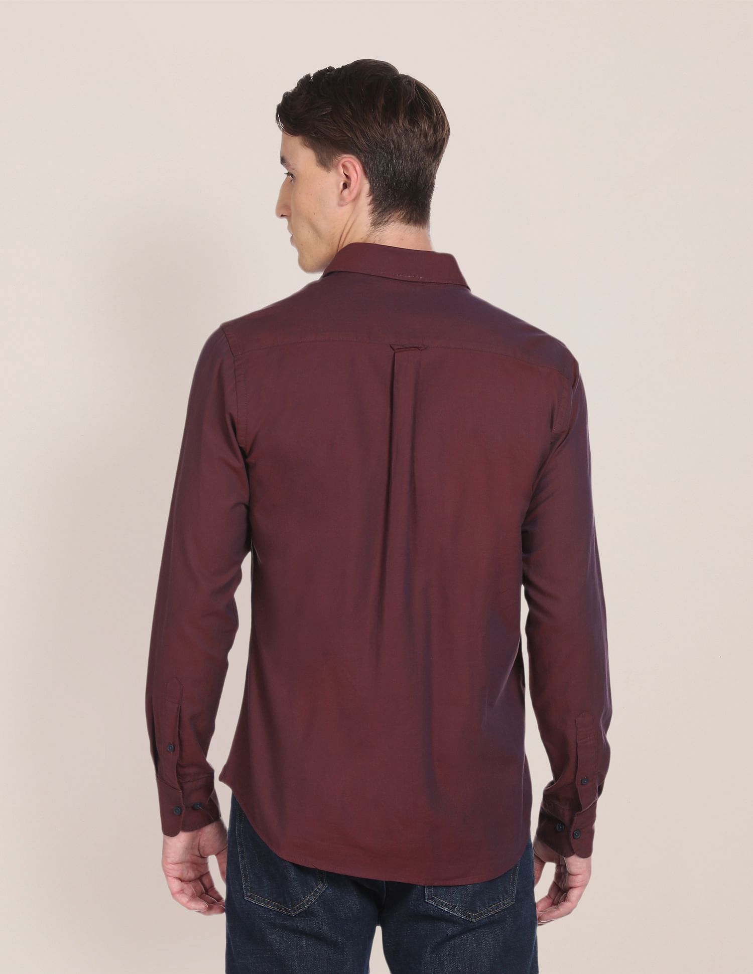 Spread Collar Striped Casual Shirt Maroon - U.S. Polo Assn. India | Large