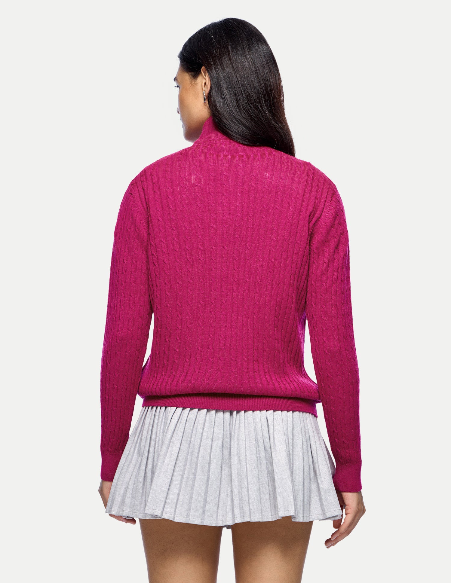 Cable Patterned Knit Regular Fit Sweater Pink - U.S. Polo Assn. India | Large