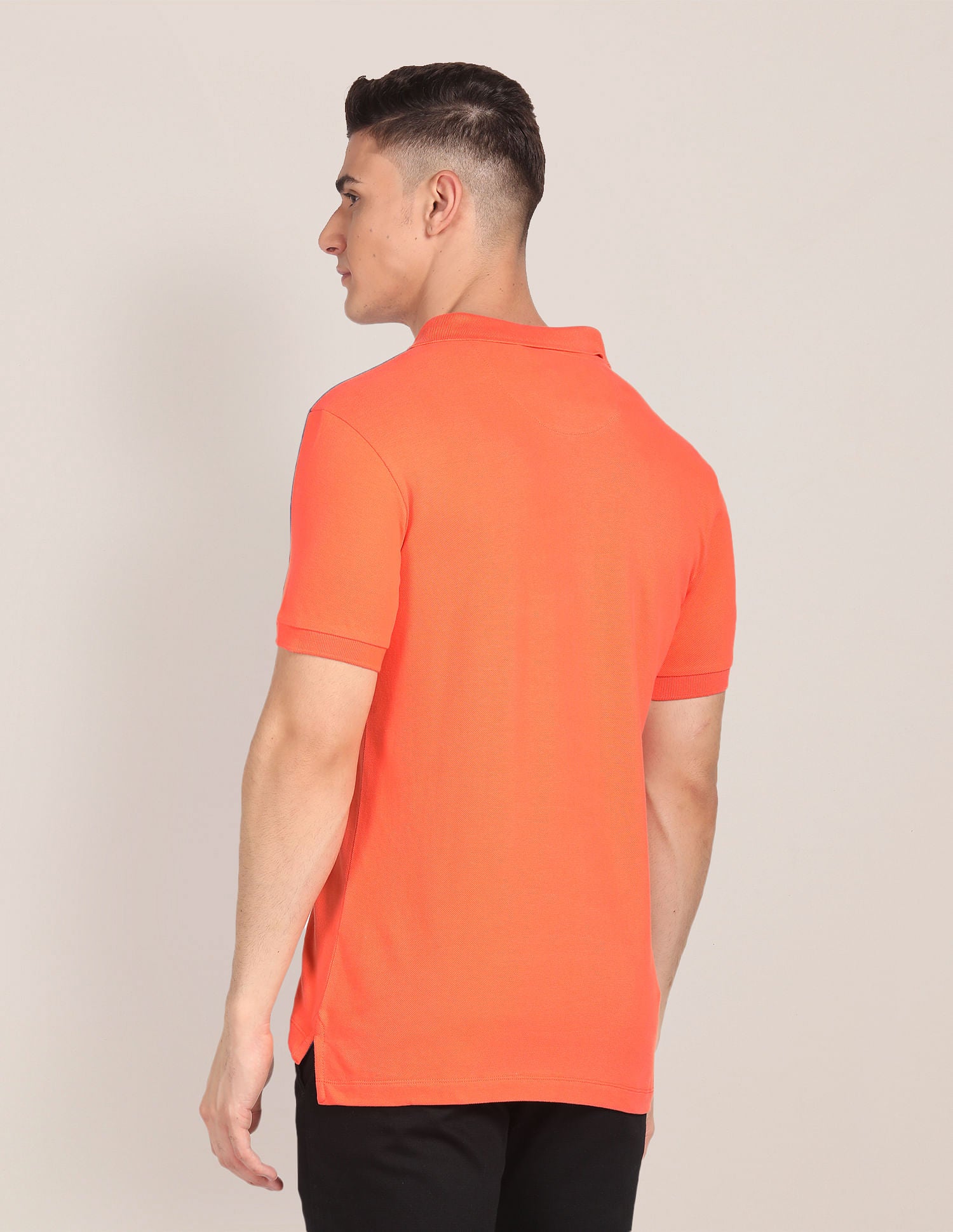 Slim Fit Solid Polo Shirt Orange - U.S. Polo Assn. India | Large