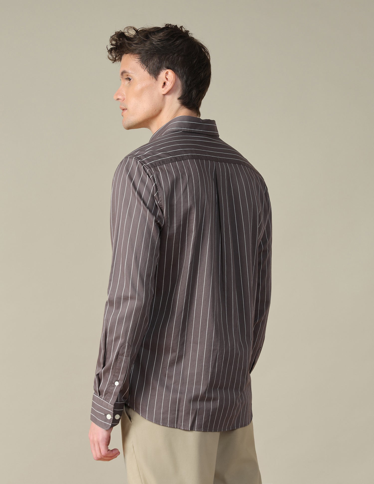 Tailored Fit Vertical Striped Shirt Grey - U.S. Polo Assn. India | Large