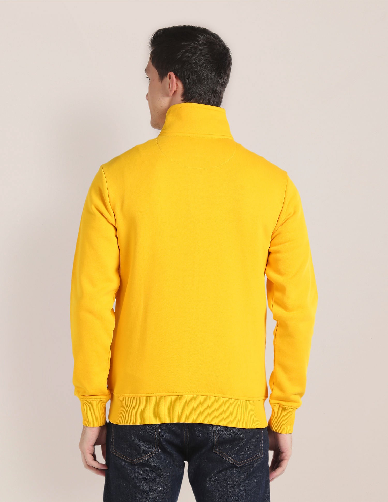 High Neck Brand Striped Sweatshirt Yellow - U.S. POLO ASSN. | Large