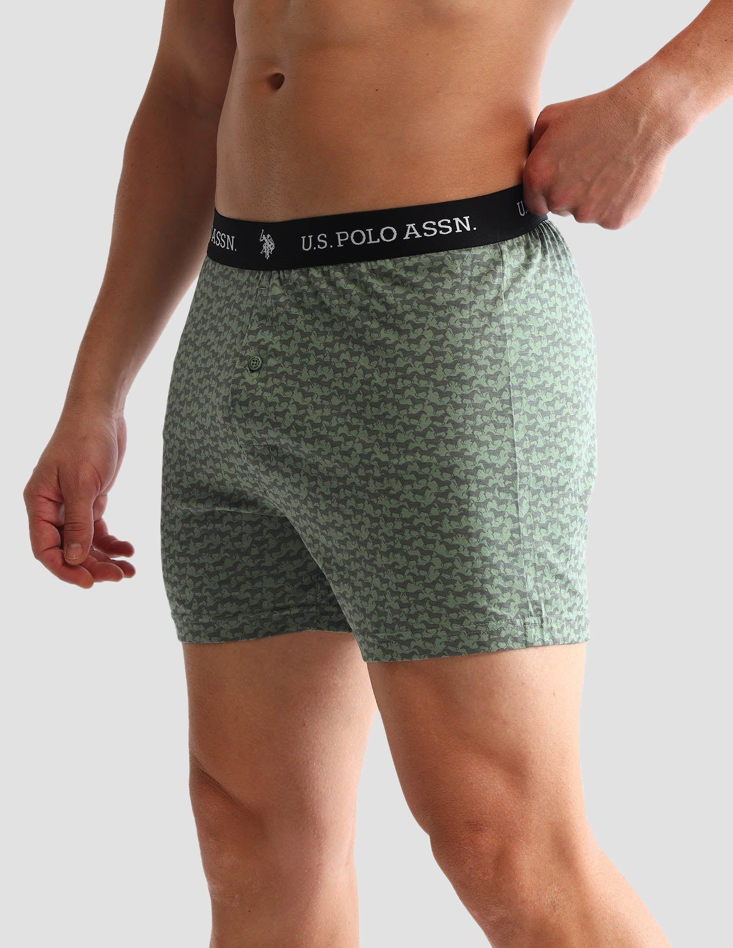 Printed Cotton OEX09 Boxers - Pack Of 2 Black and Green Bay - U.S. POLO ASSN. | Large