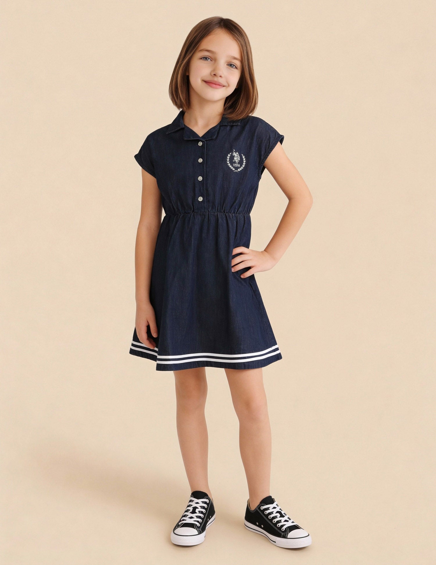 Girls Solid Regular Fit Dress Navy - U.S. Polo Assn. India | Large