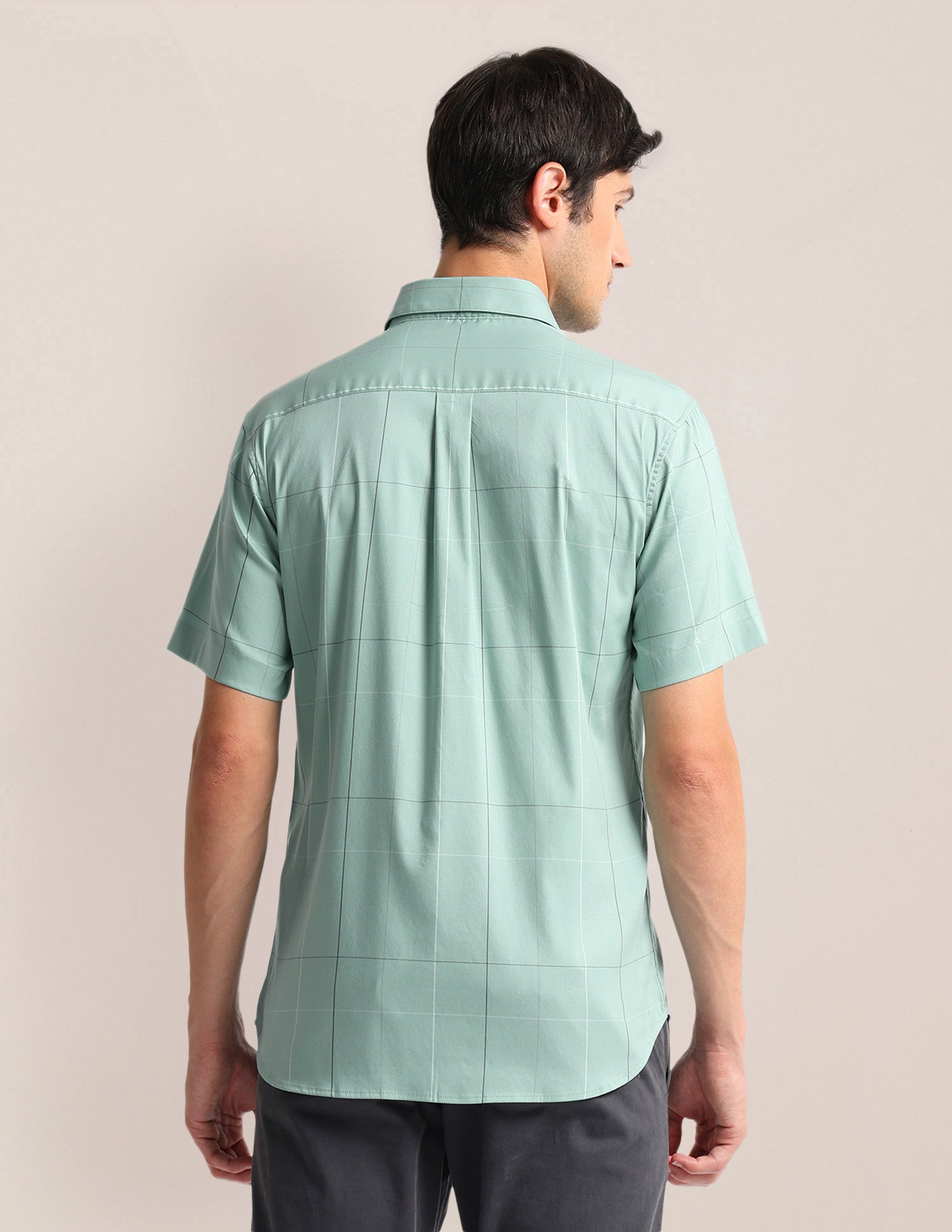 Windowpane Check Tailored Fit Shirt Green - U.S. Polo Assn. India | Large