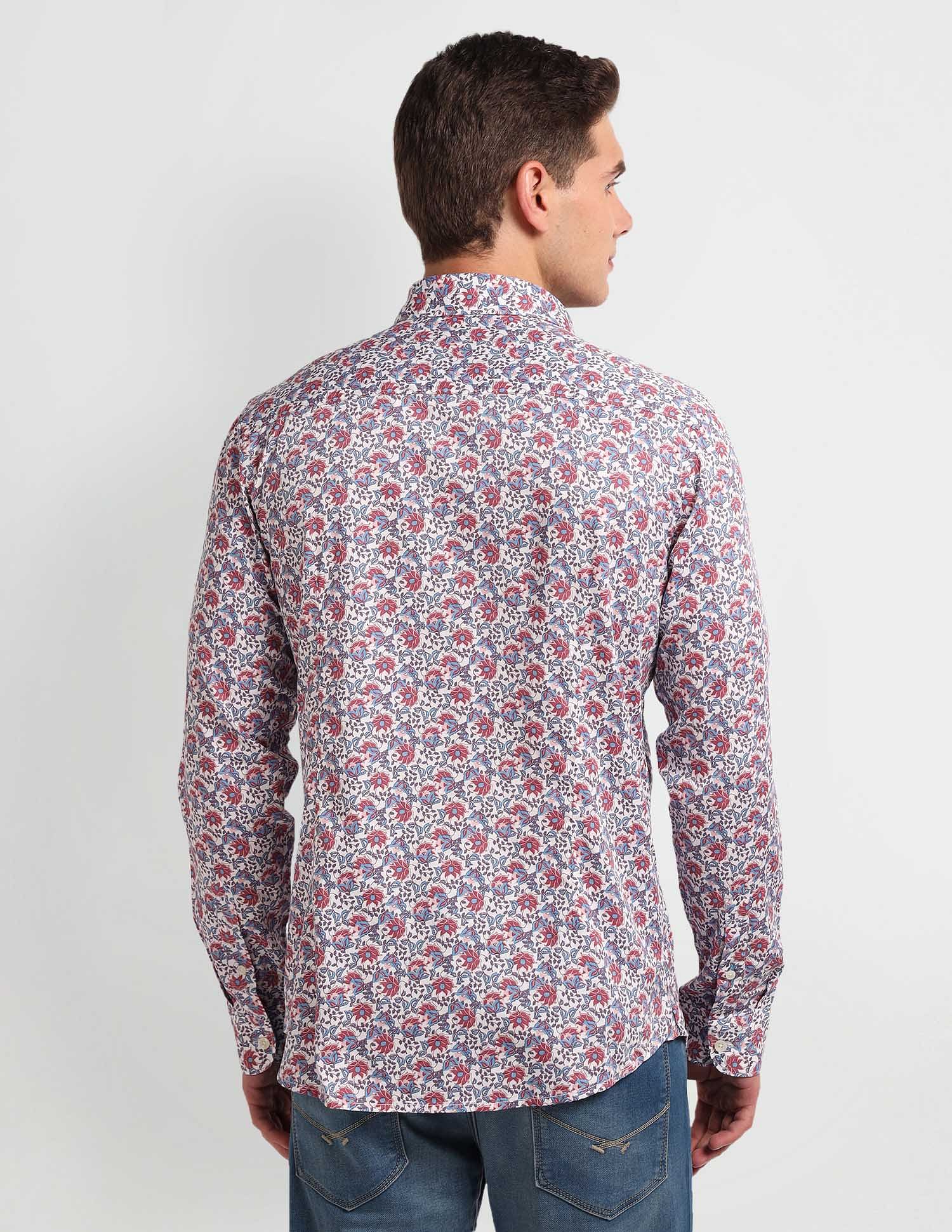 Floral Print Slim Fit Shirt Pink - U.S. Polo Assn. India | Large