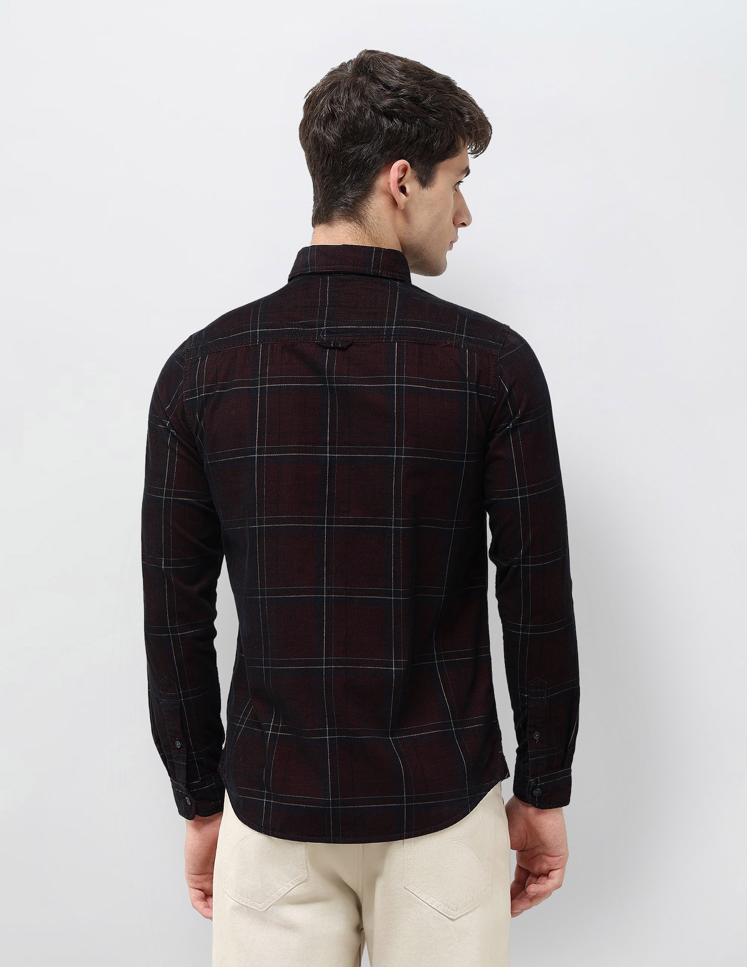 Grid Tattersall Checked Corduroy Shirt Wine - U.S. POLO ASSN. | Large