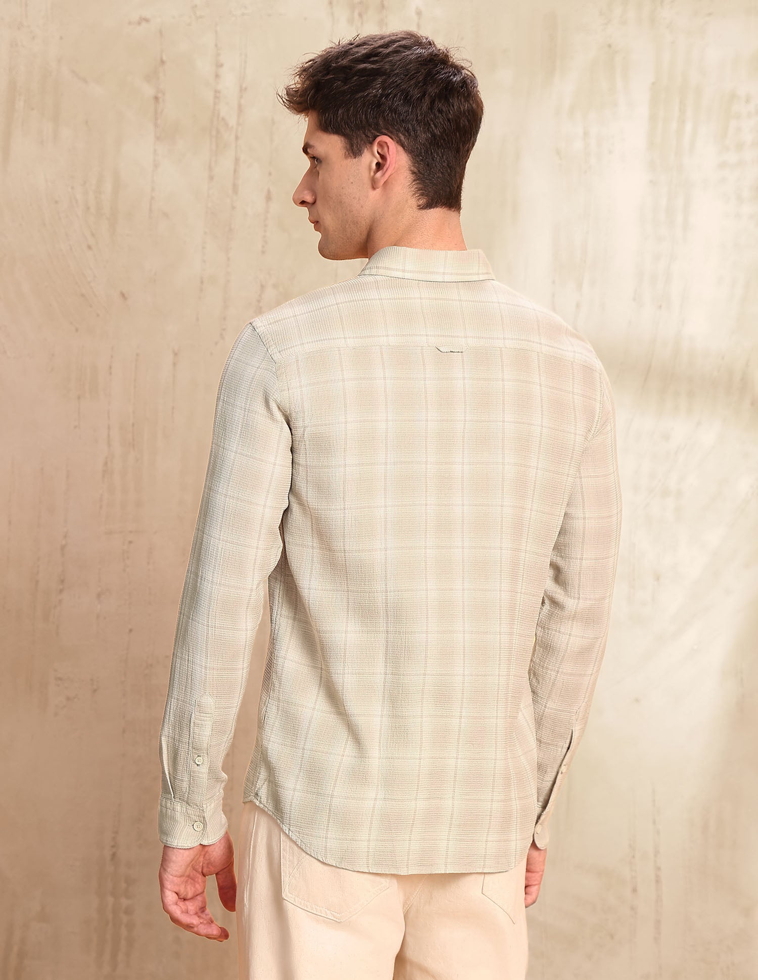 Dobby Regular Fit Shirt Beige - U.S. POLO ASSN. | Large