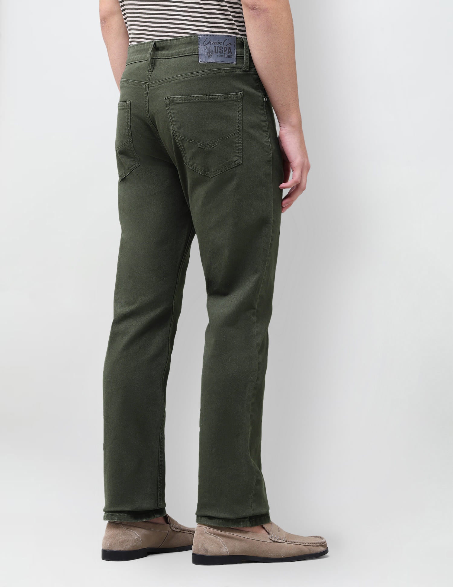 Solid Slim Straight Fit Jeans Green - U.S. Polo Assn. India | Large