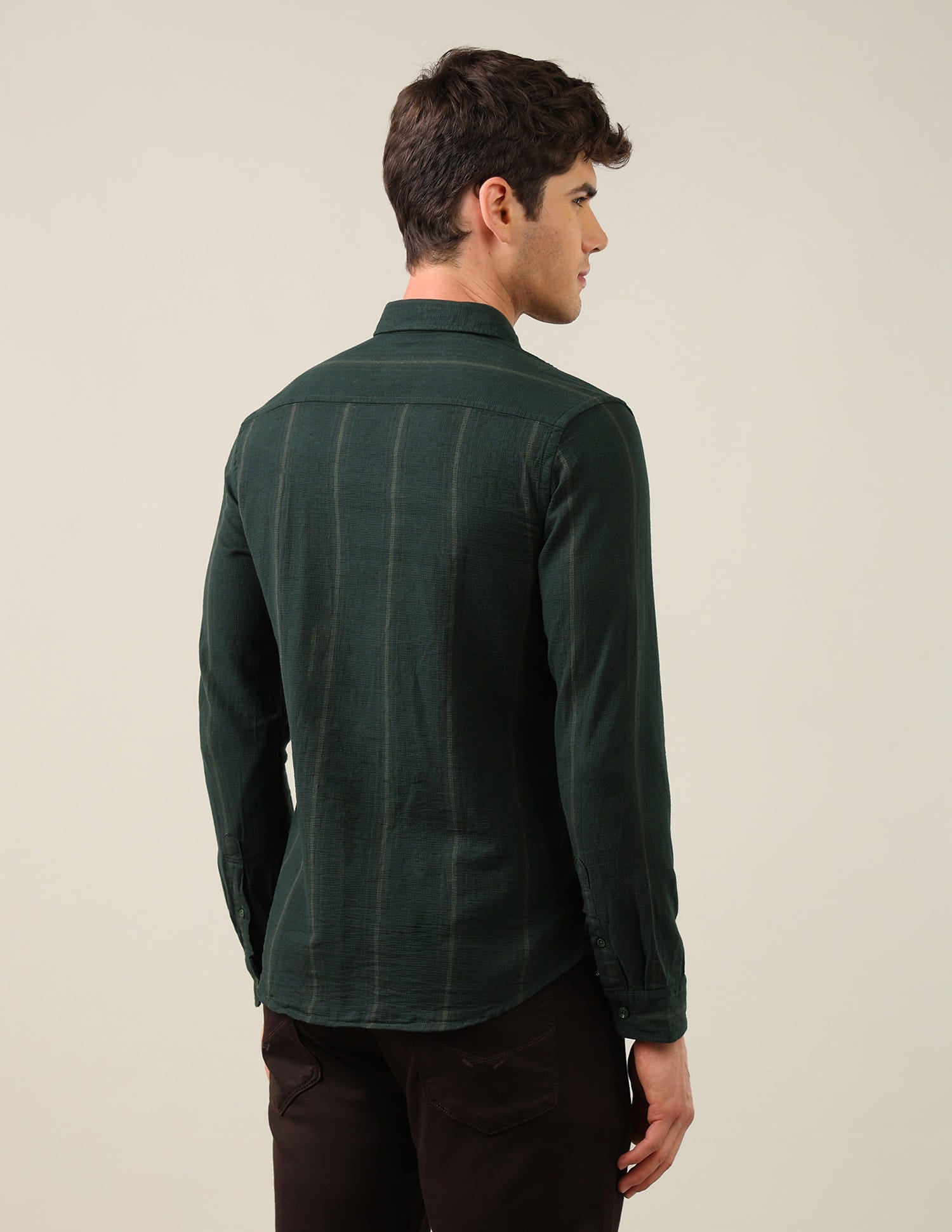 Vertical Striped Regular Fit Shirt Green - U.S. Polo Assn. India | Large