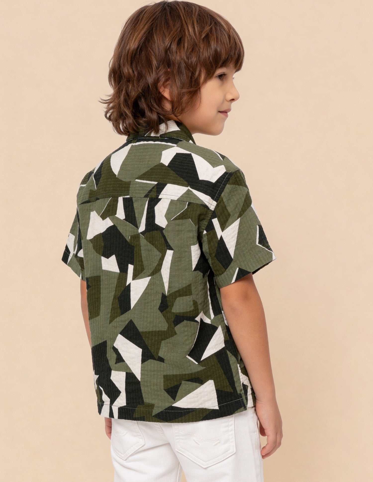Abstract Printed Seersucker Weave Shirt Green - U.S. Polo Assn. India | Large