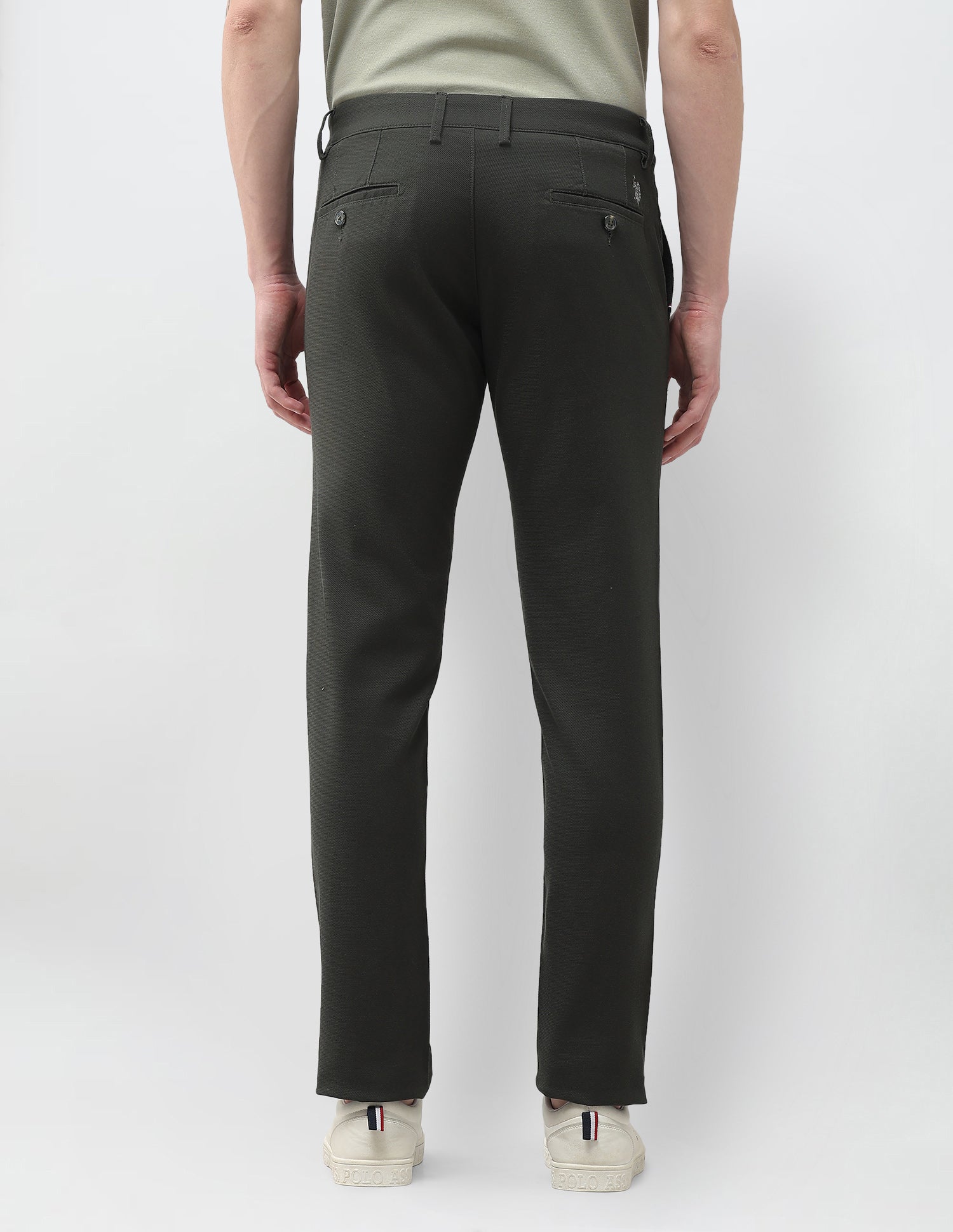 Denver Slim Fit Satin Trousers Dark Olive - U.S. Polo Assn. India | Large