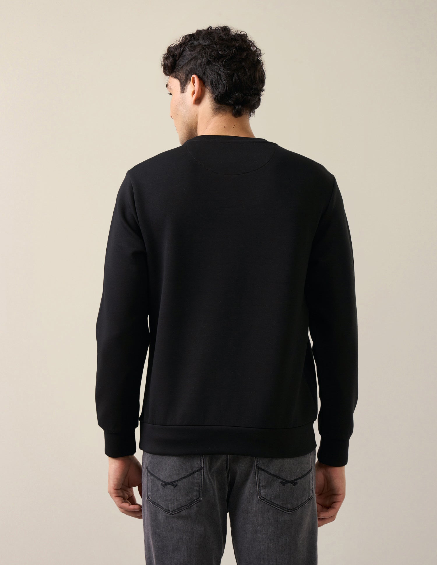Brand Embossed Regular Fit Sweatshirt Black - U.S. Polo Assn. India | Large