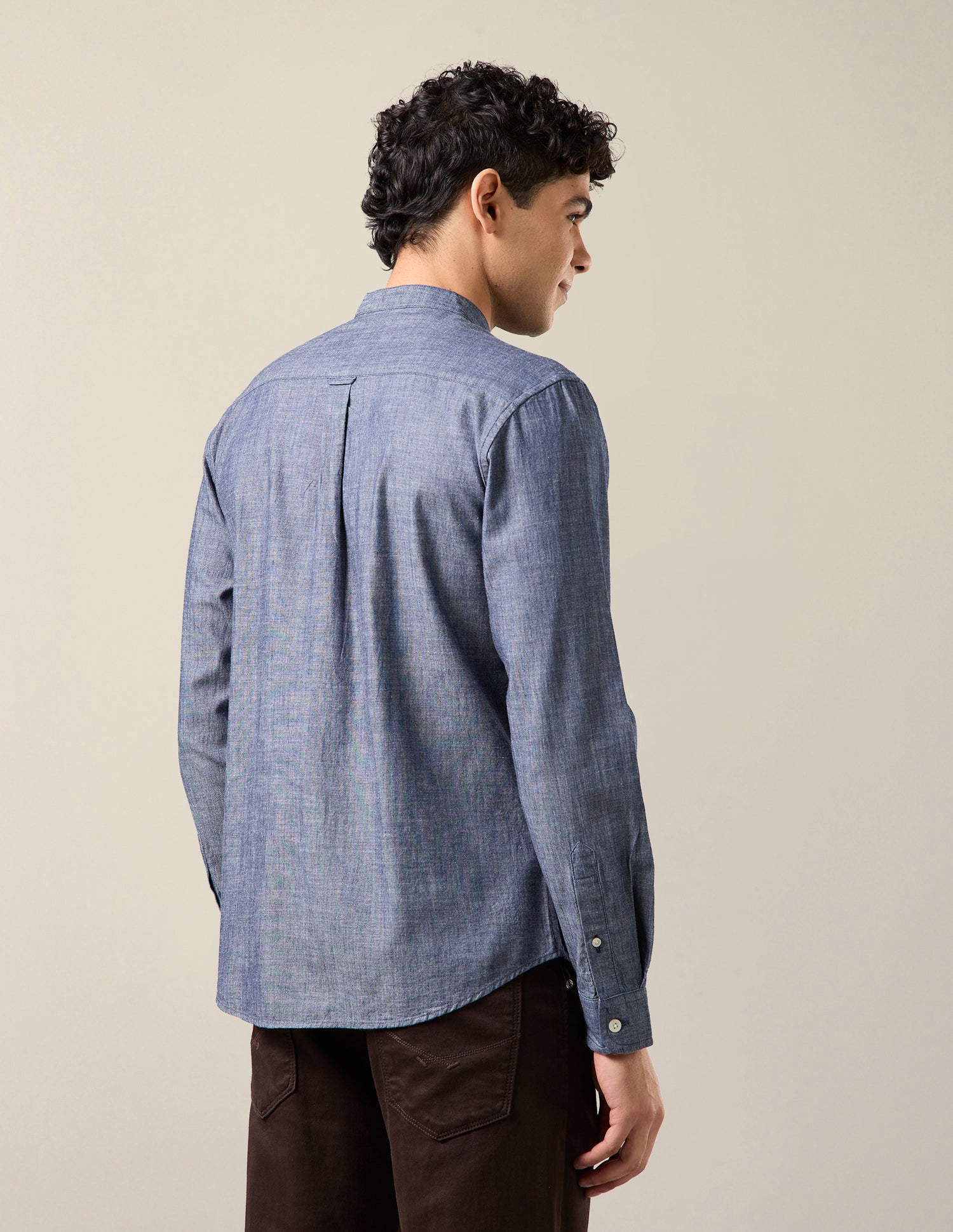Heathered Twill Mandarin Shirt Indigo - U.S. Polo Assn. India | Large