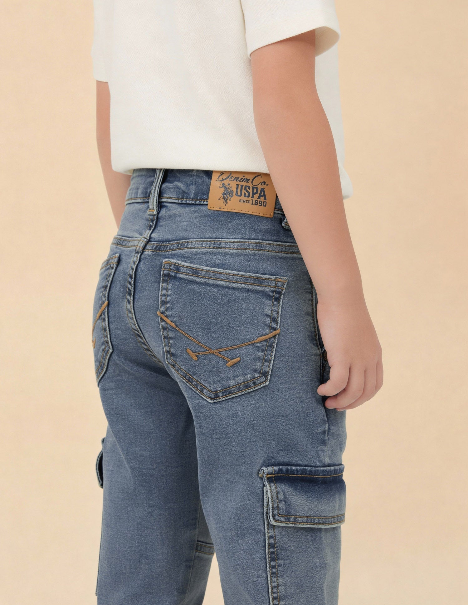 Slim Fit Mid Rise Cargo Jeans Light Blue - U.S. Polo Assn. India | Large