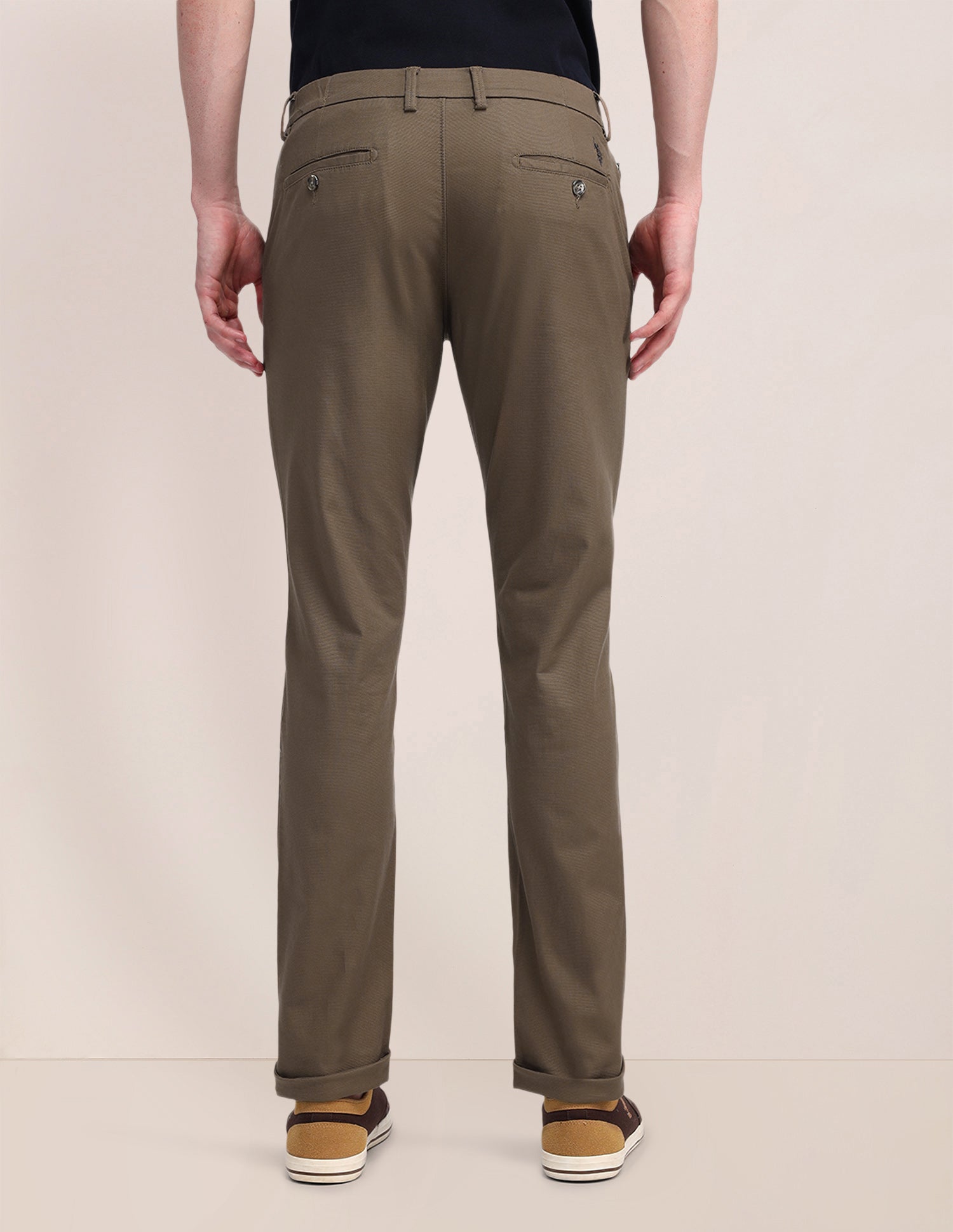 Austin Slim Fit Flat Front Trousers Brown - U.S. Polo Assn. India | Large