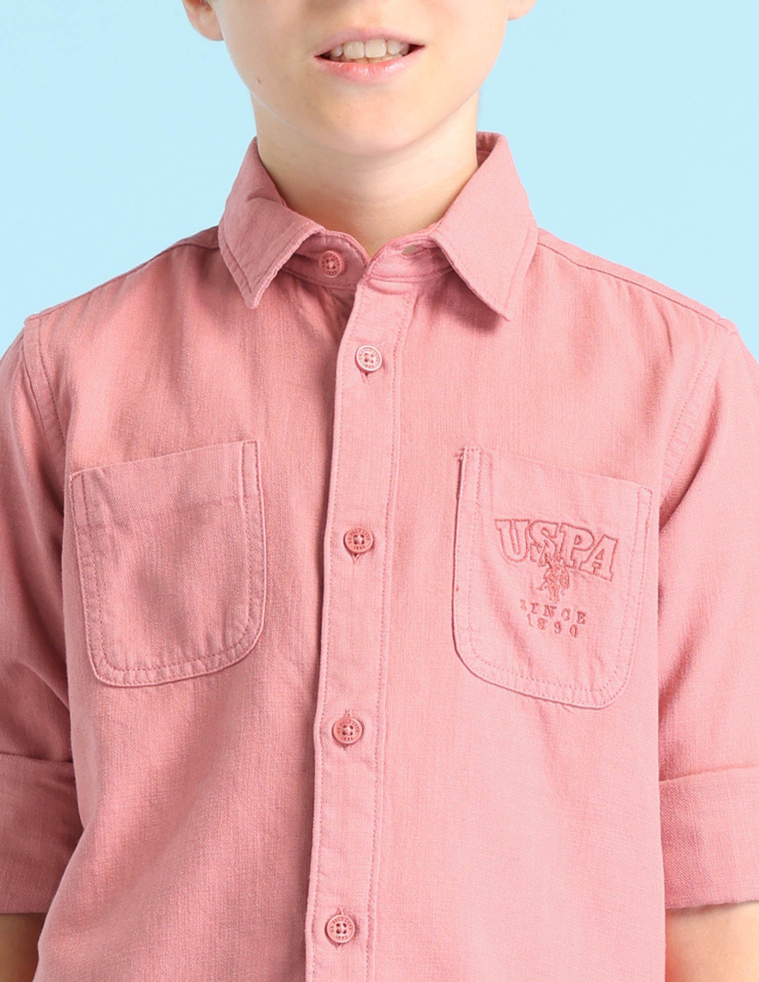 Boys Solid Regular Fit Shirt Red - U.S. POLO ASSN. | Large