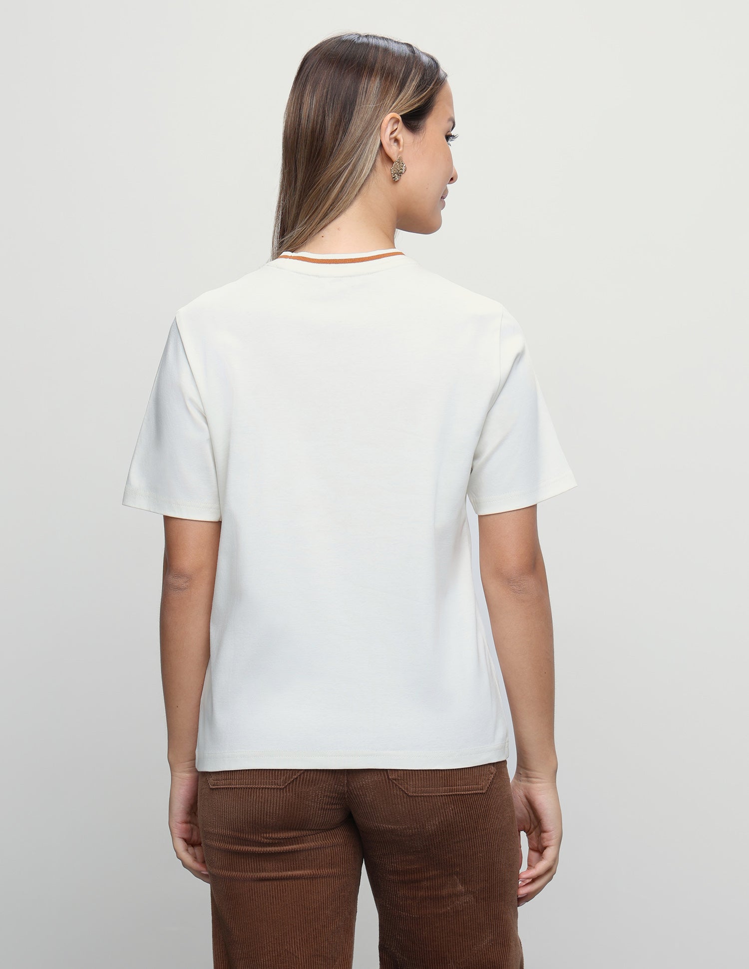 Brand Embroidered Boxy Fit T-Shirt Off White - U.S. Polo Assn. India | Large