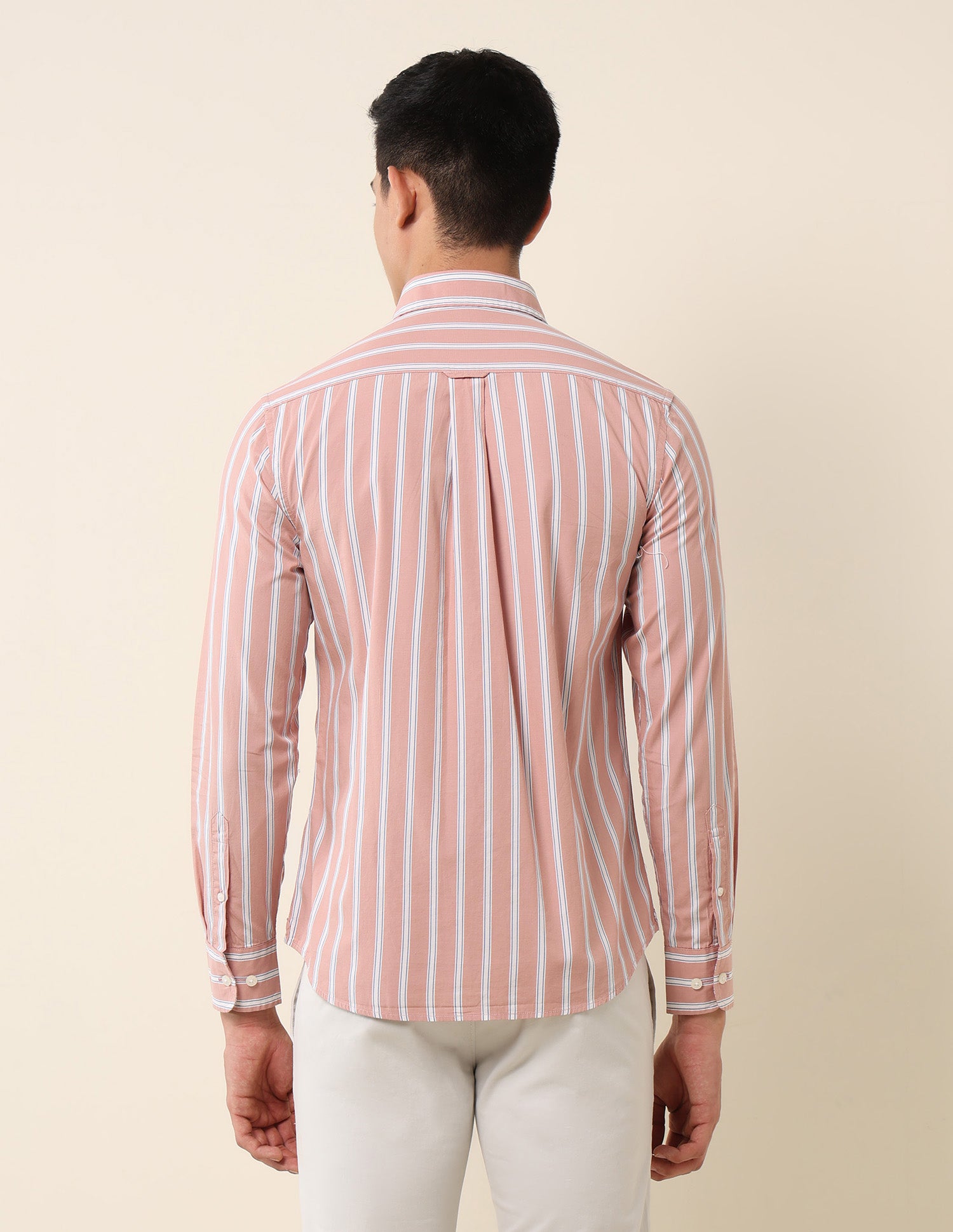 Vertical Striped Pure Cotton Shirt Rust - U.S. Polo Assn. India | Large