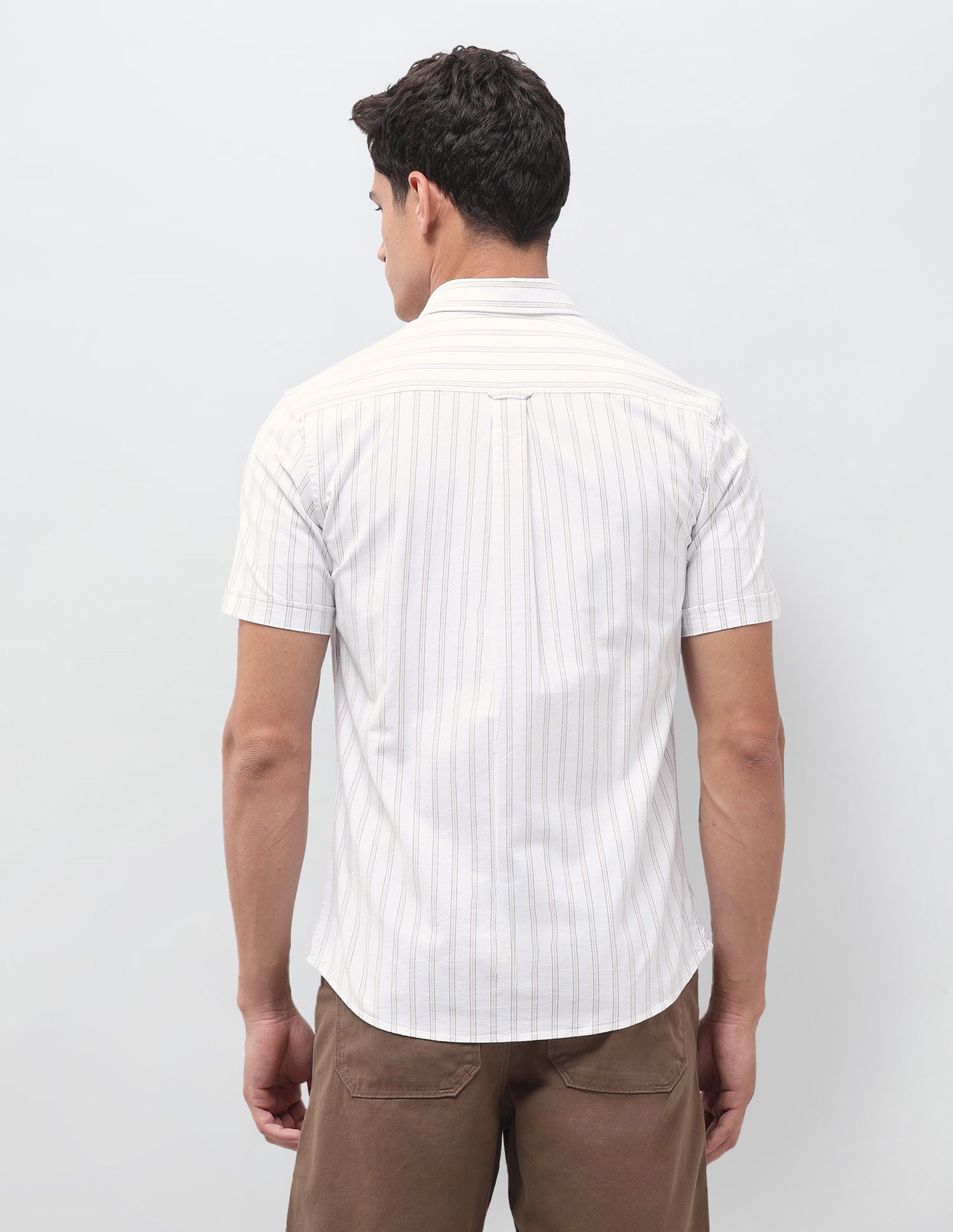Vertical Striped Oxford Shirt Khaki - U.S. Polo Assn. India | Large
