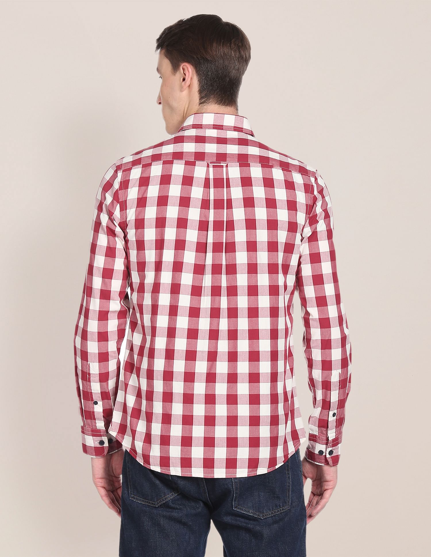 Tailored Regular Fit Check Casual Shirt Maroon - U.S. POLO ASSN. | Large