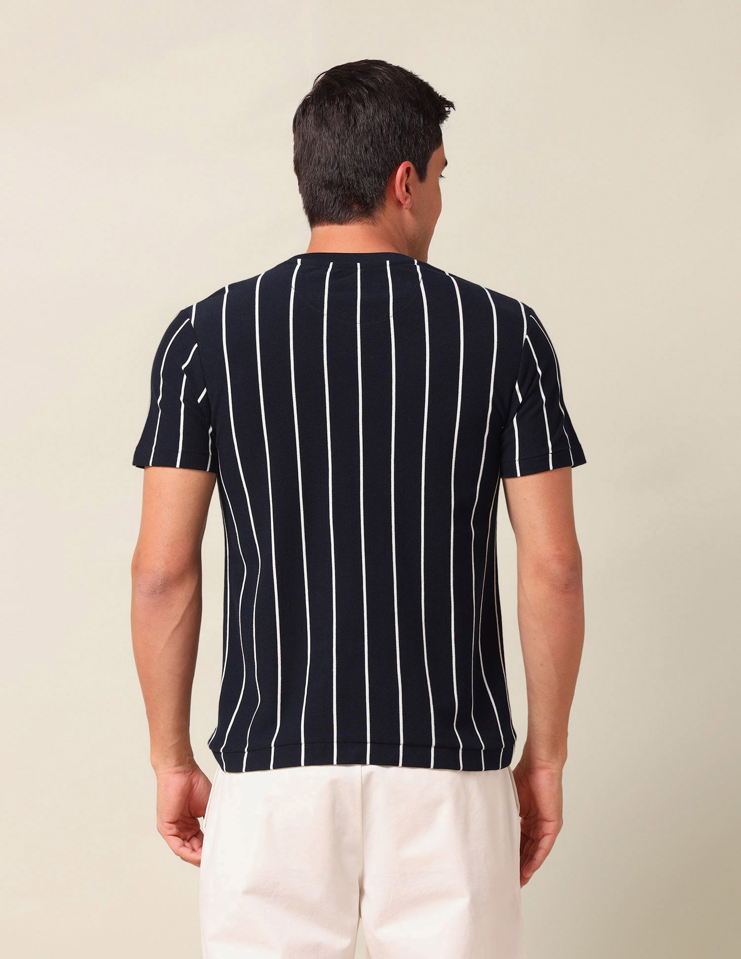 Vertical Striped Slim Fit T-Shirt Navy - U.S. Polo Assn. India | Large