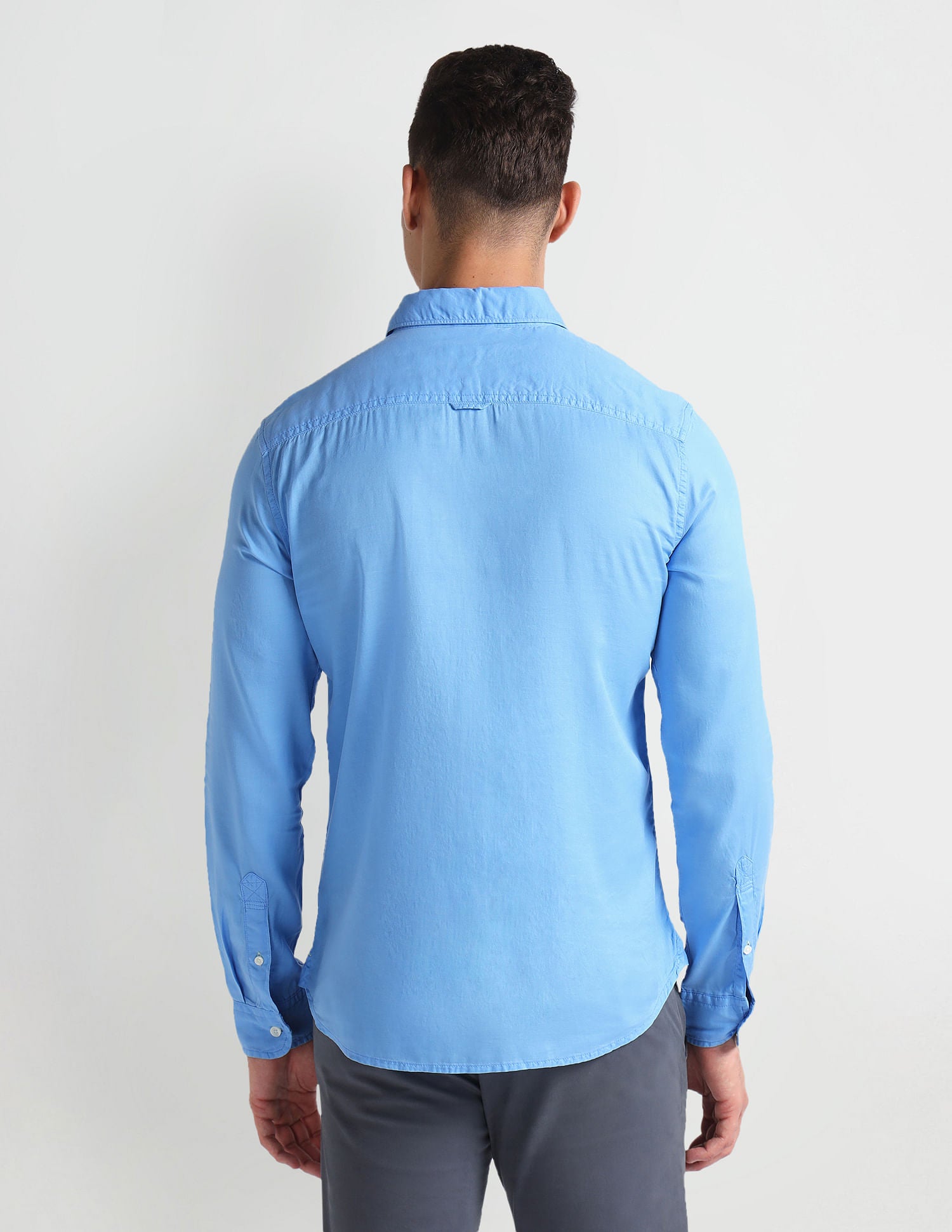 Slim Fit Solid Twill Shirt Light Blue - U.S. POLO ASSN. | Large