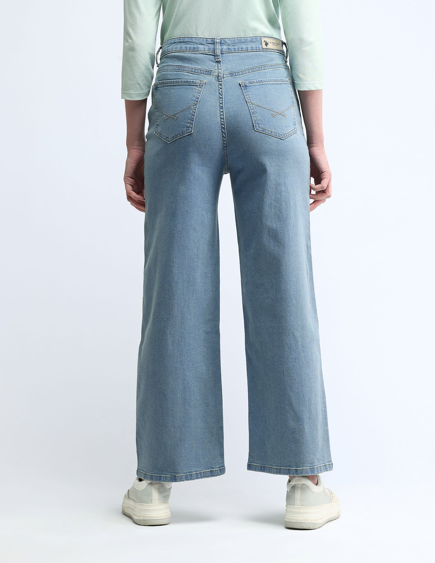 High Rise Wide Leg Jeans Blue - U.S. POLO ASSN. | Large