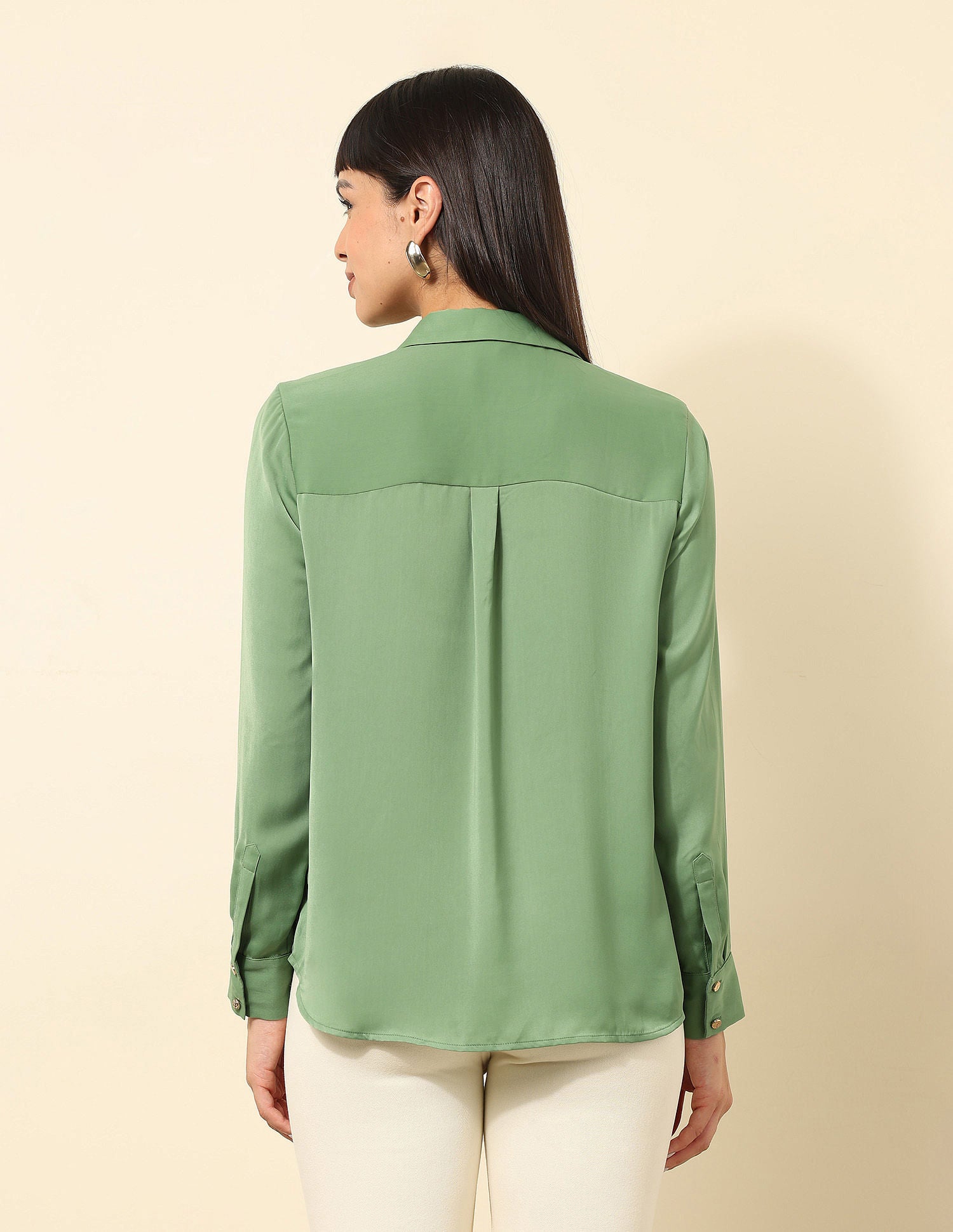 Satin Solid Shirt Olive - U.S. POLO ASSN. | Large