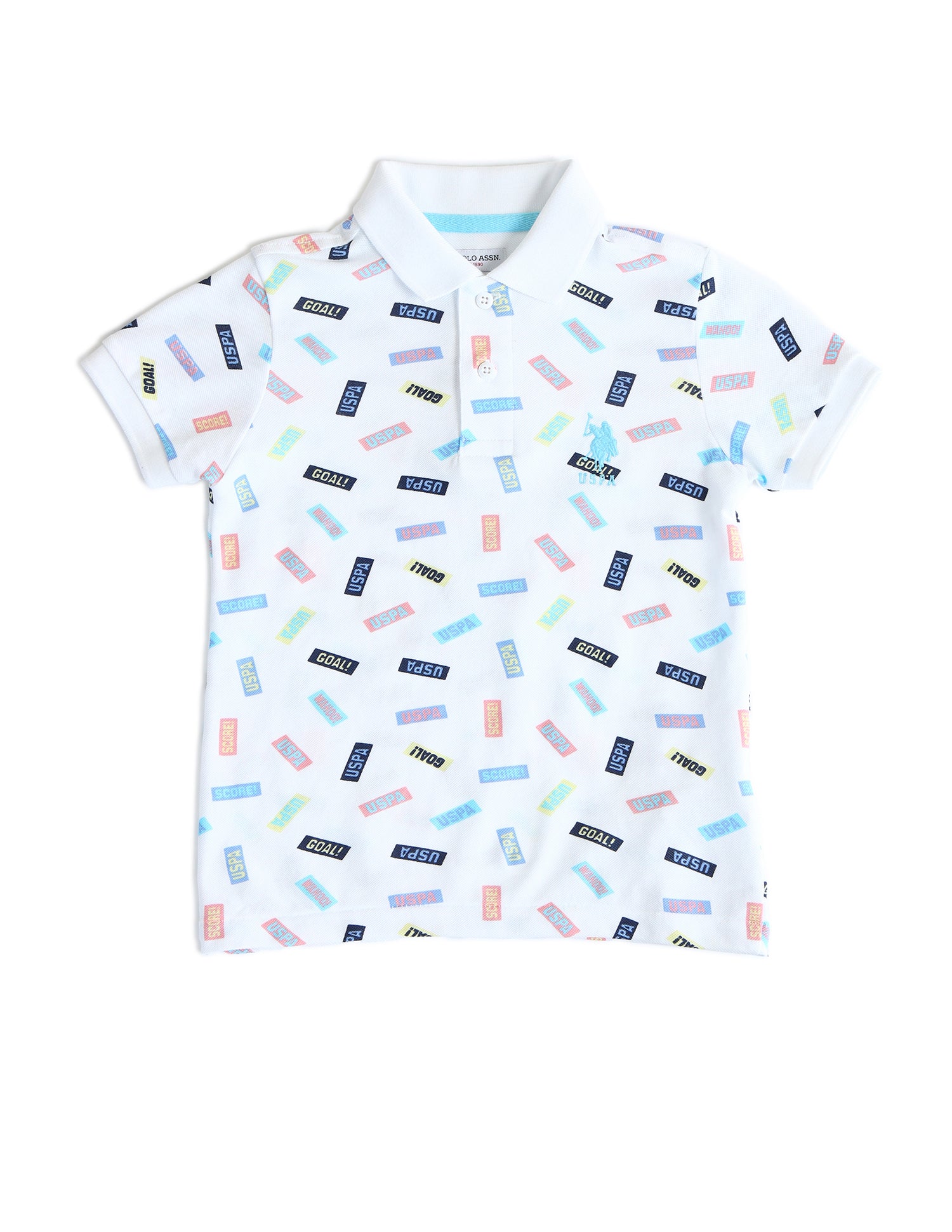 Boys Brand Printed Regular Fit Polo Shirts White - U.S. POLO ASSN. | Large